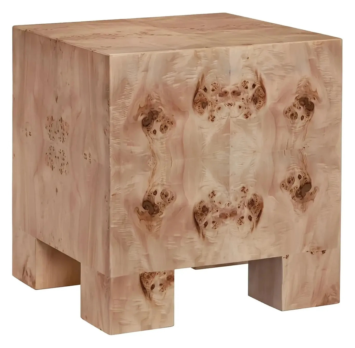 Kensington Burl Wood End Table (Set of 2) – Modern Traditional Block Form