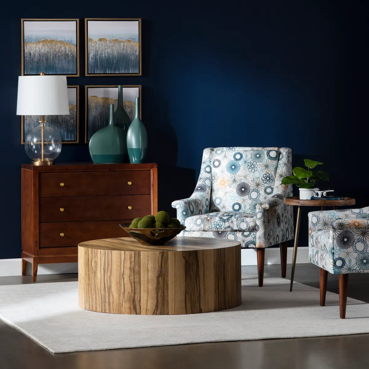 Linden Round Zebrawood Cocktail or Coffee Table