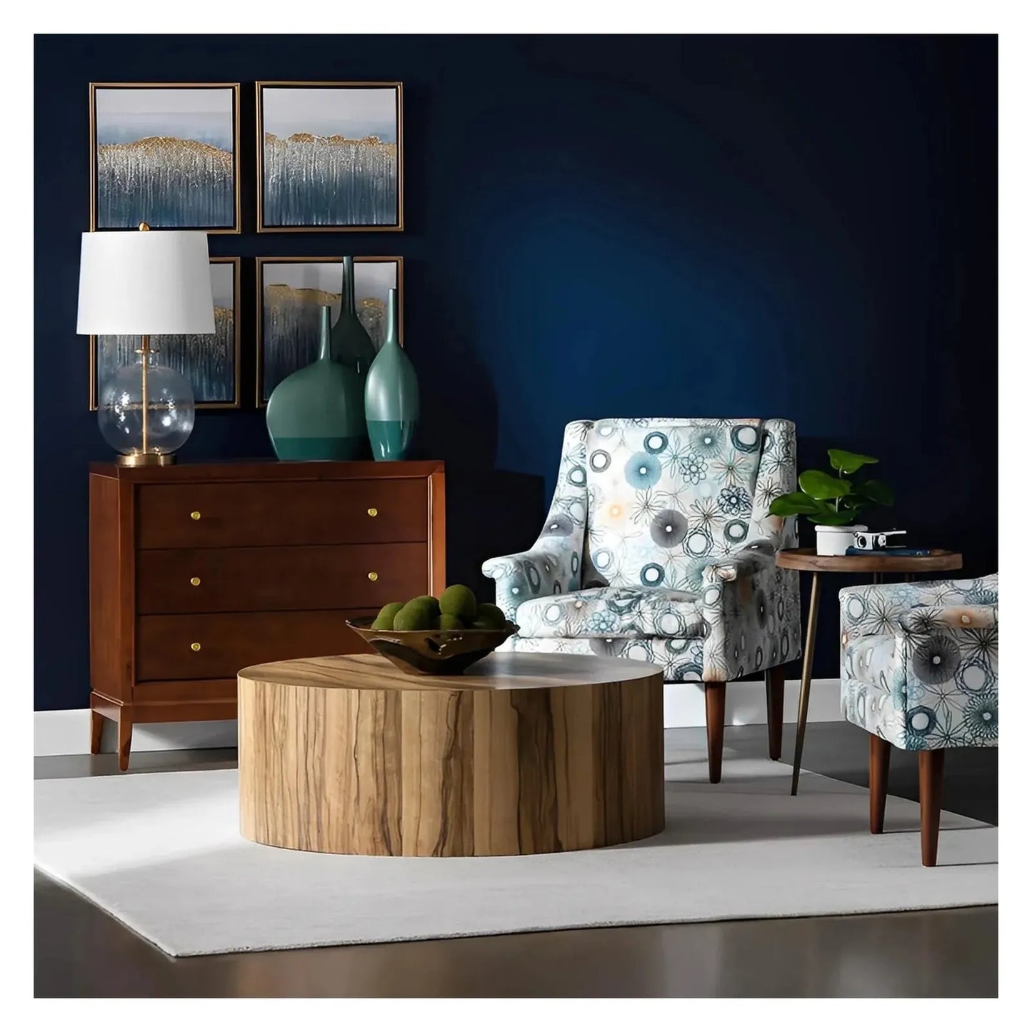 Linden Round Zebrawood Cocktail or Coffee Table