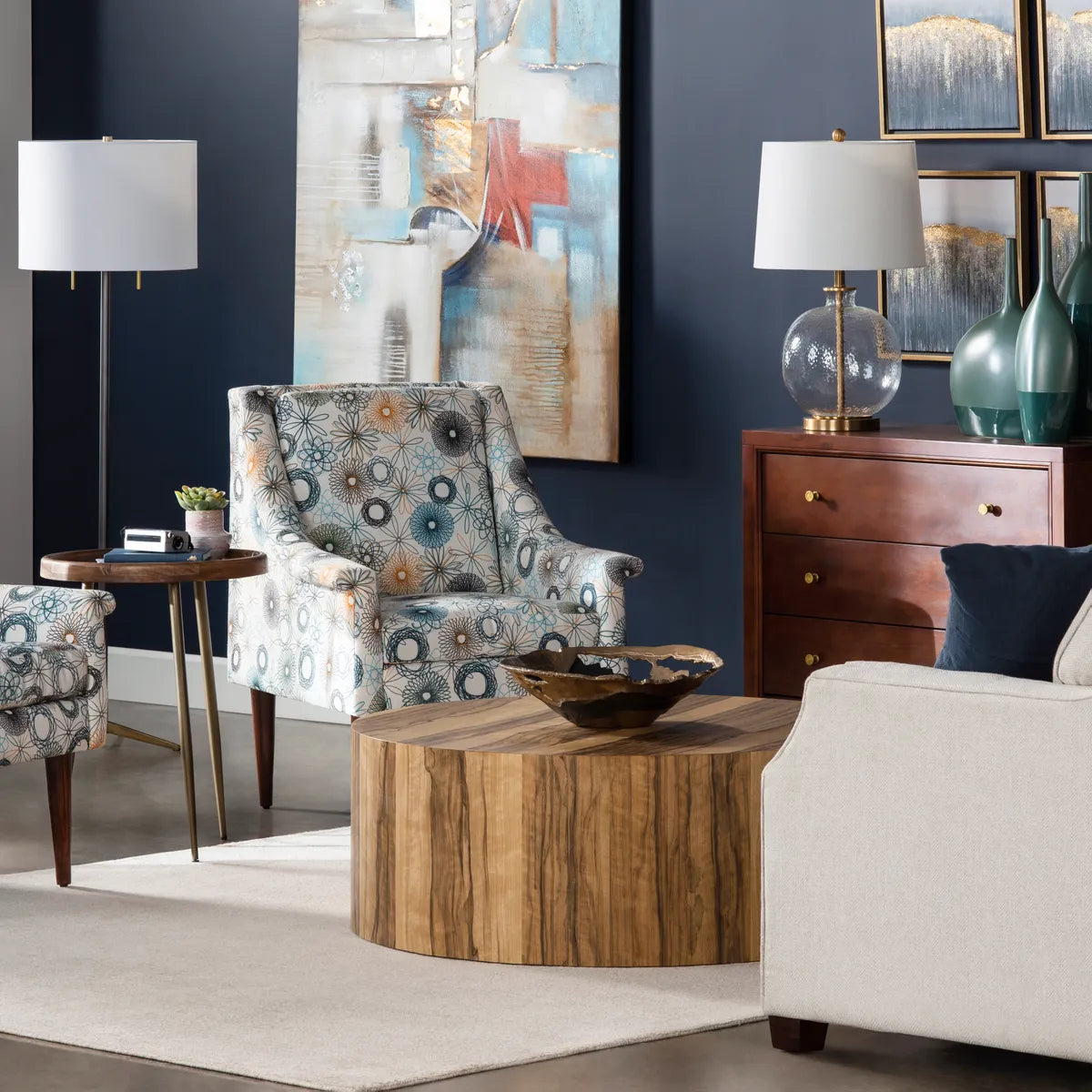 Linden Round Zebrawood Cocktail or Coffee Table