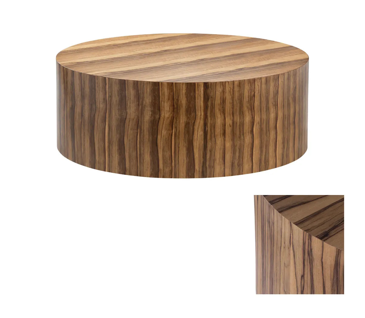 Linden Round Zebrawood Cocktail or Coffee Table