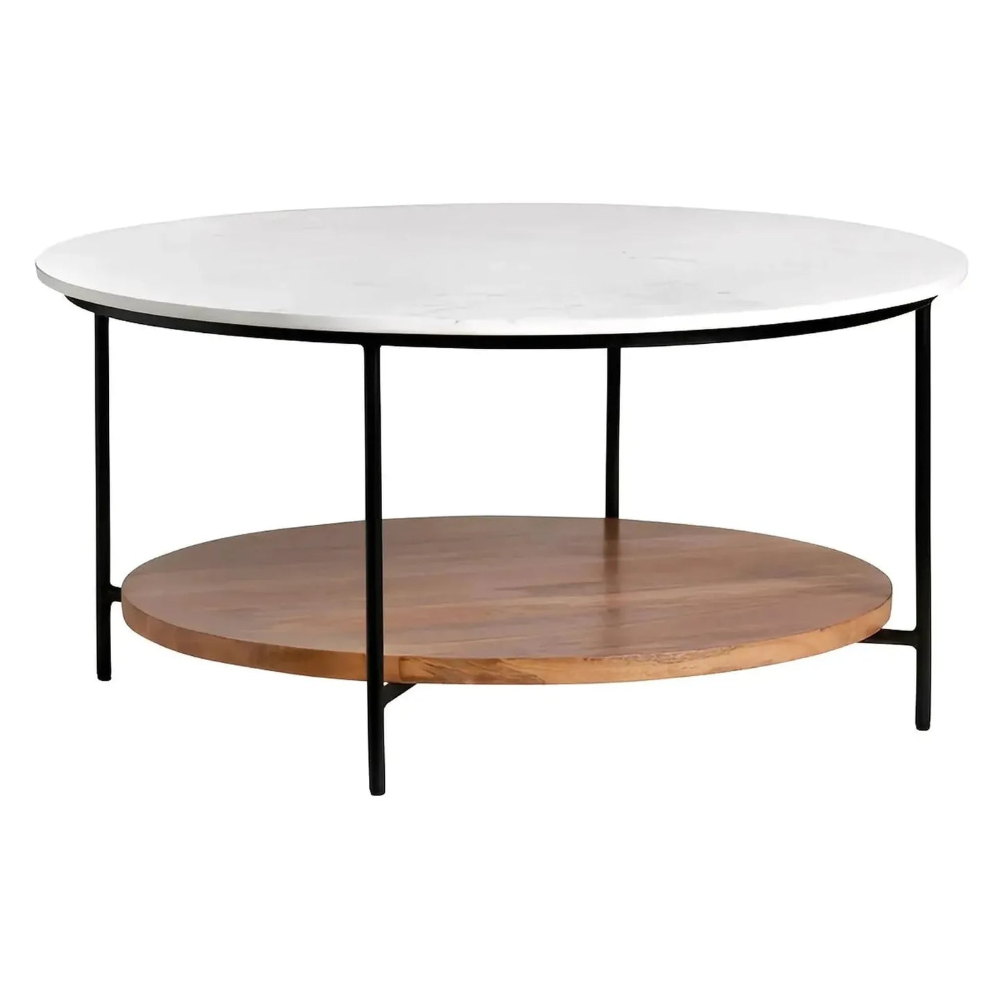 Ashmont Drive Round Marble & Wood Cocktail or Coffee Table