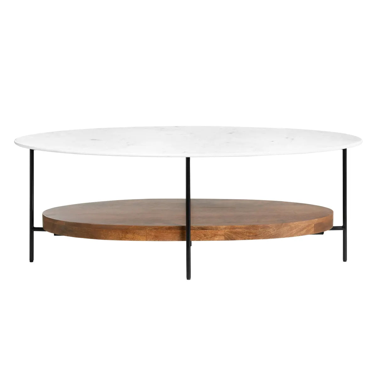 Ashmont Drive Oval Marble & Wood Cocktail or Coffee Table