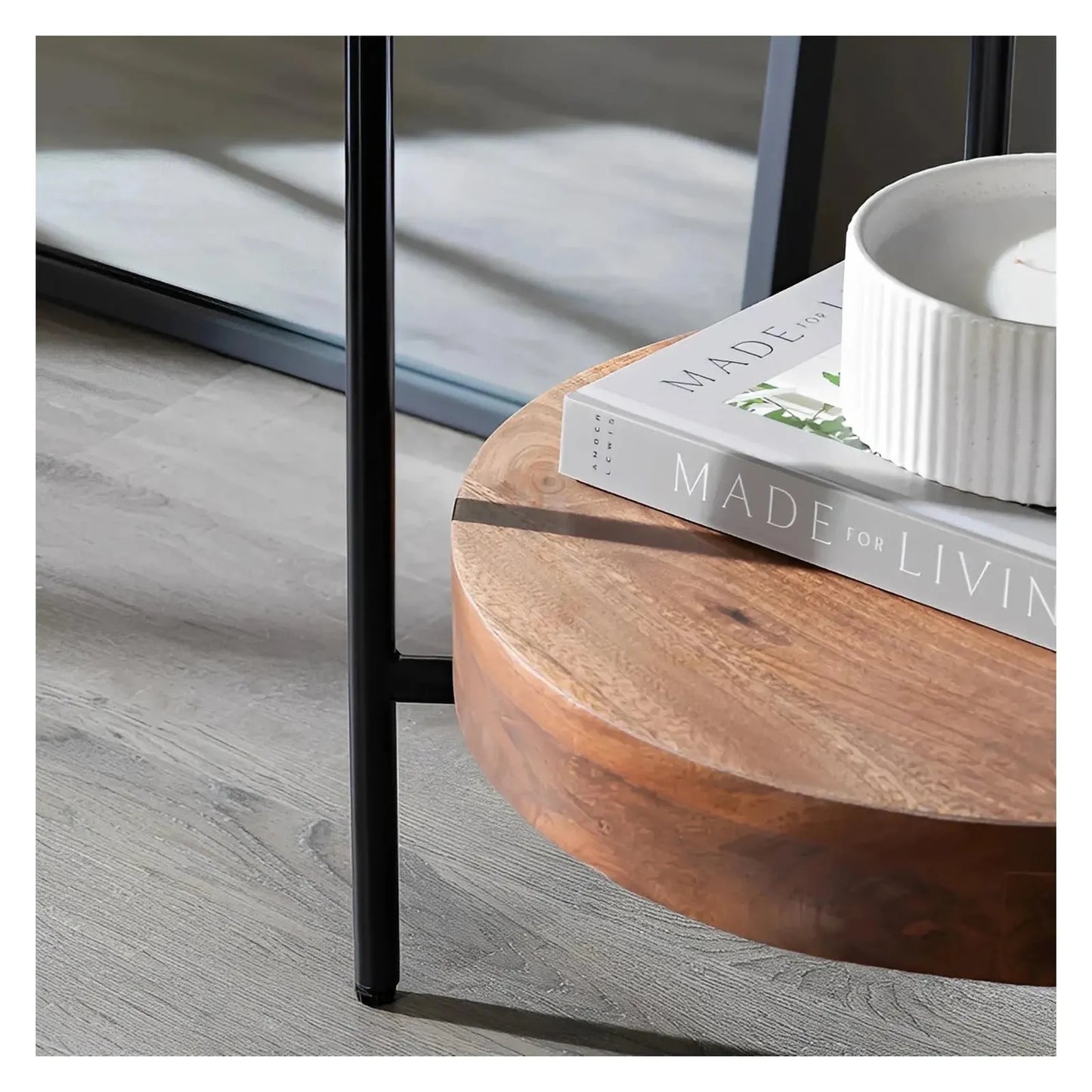 Ashmont End Table (Set of 2) - Solid Wood - Metal Frame
