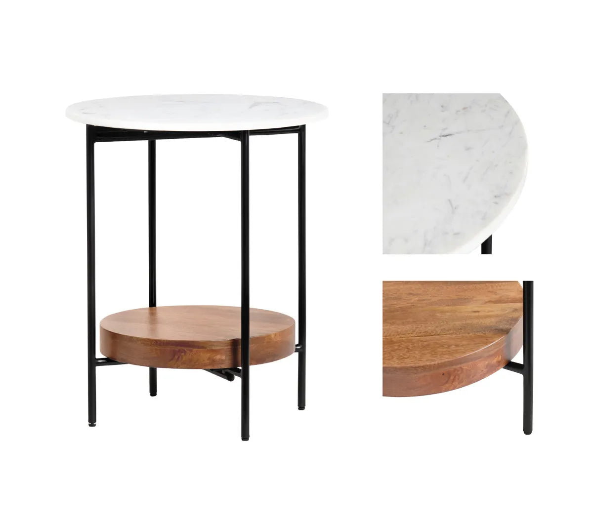 Ashmont End Table (Set of 2) - Solid Wood - Metal Frame