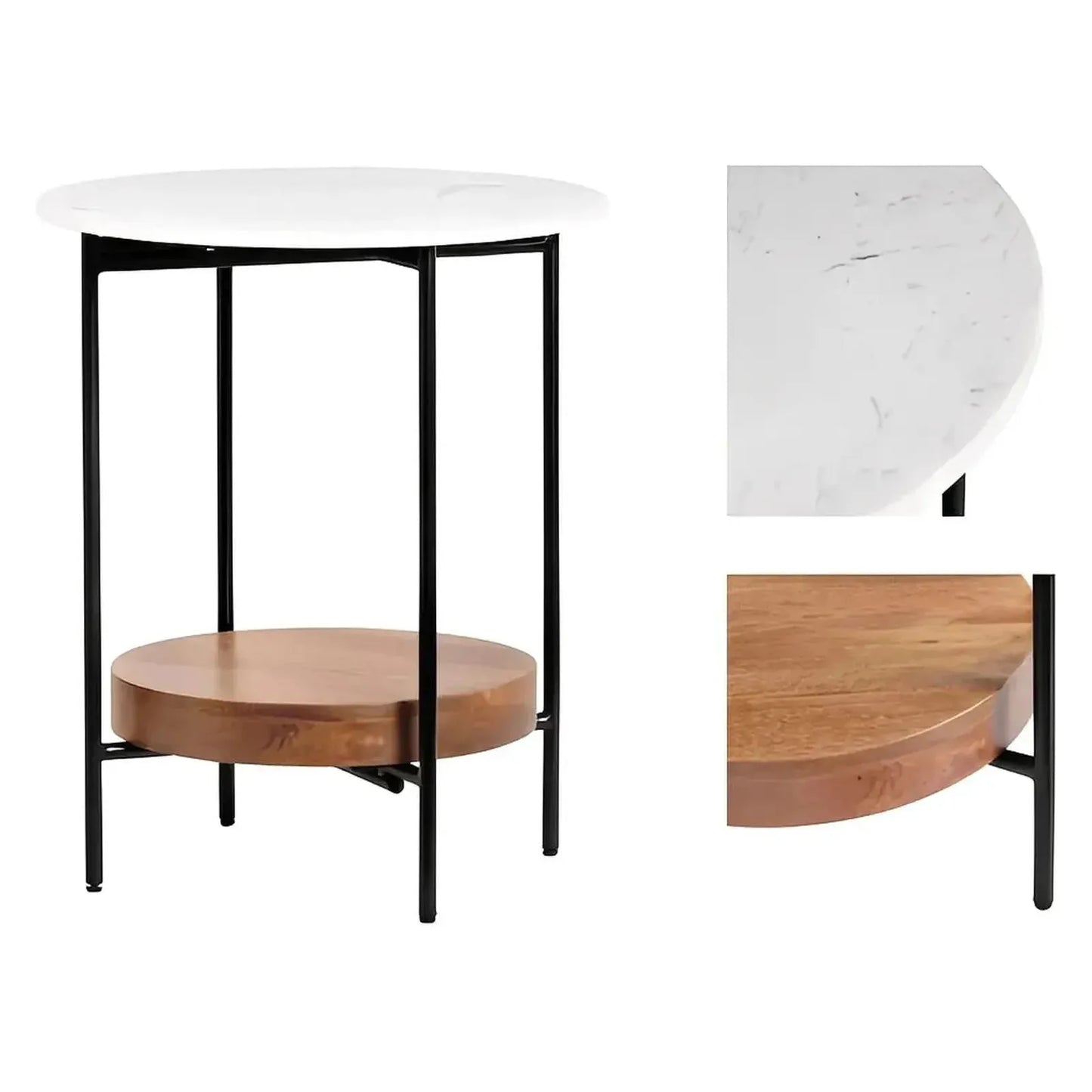 Ashmont End Table (Set of 2) - Solid Wood - Metal Frame