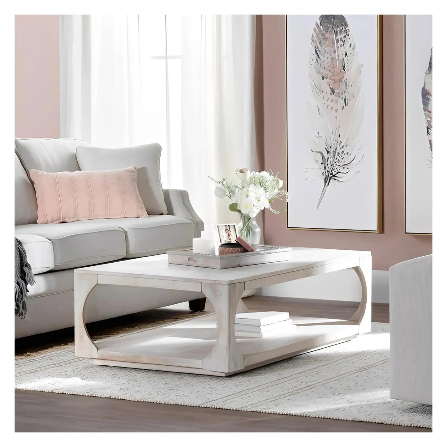 Fairfield Open-Block Rectangular Cocktail or Coffee Table