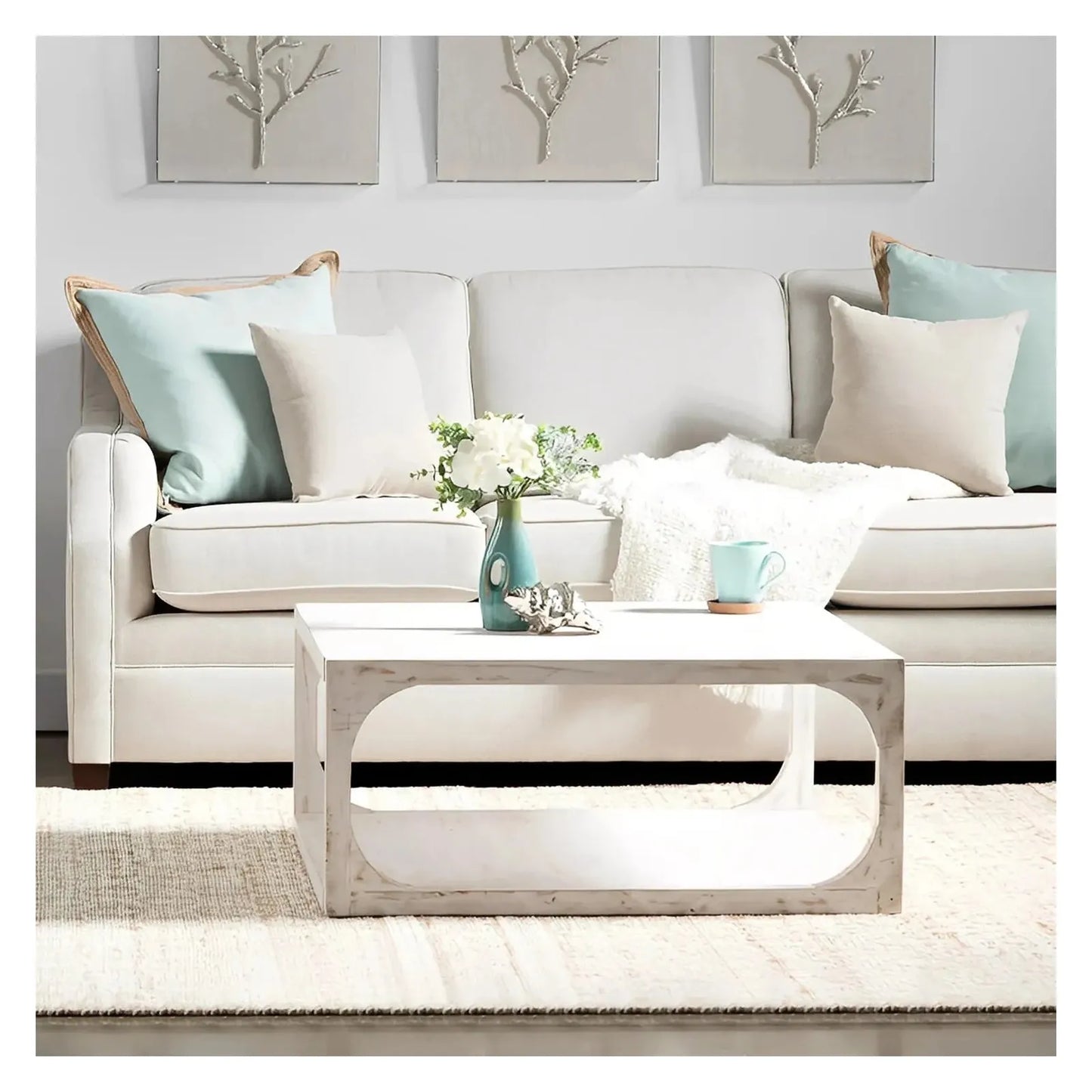 Fairfield Open-Block Rectangular Cocktail or Coffee Table