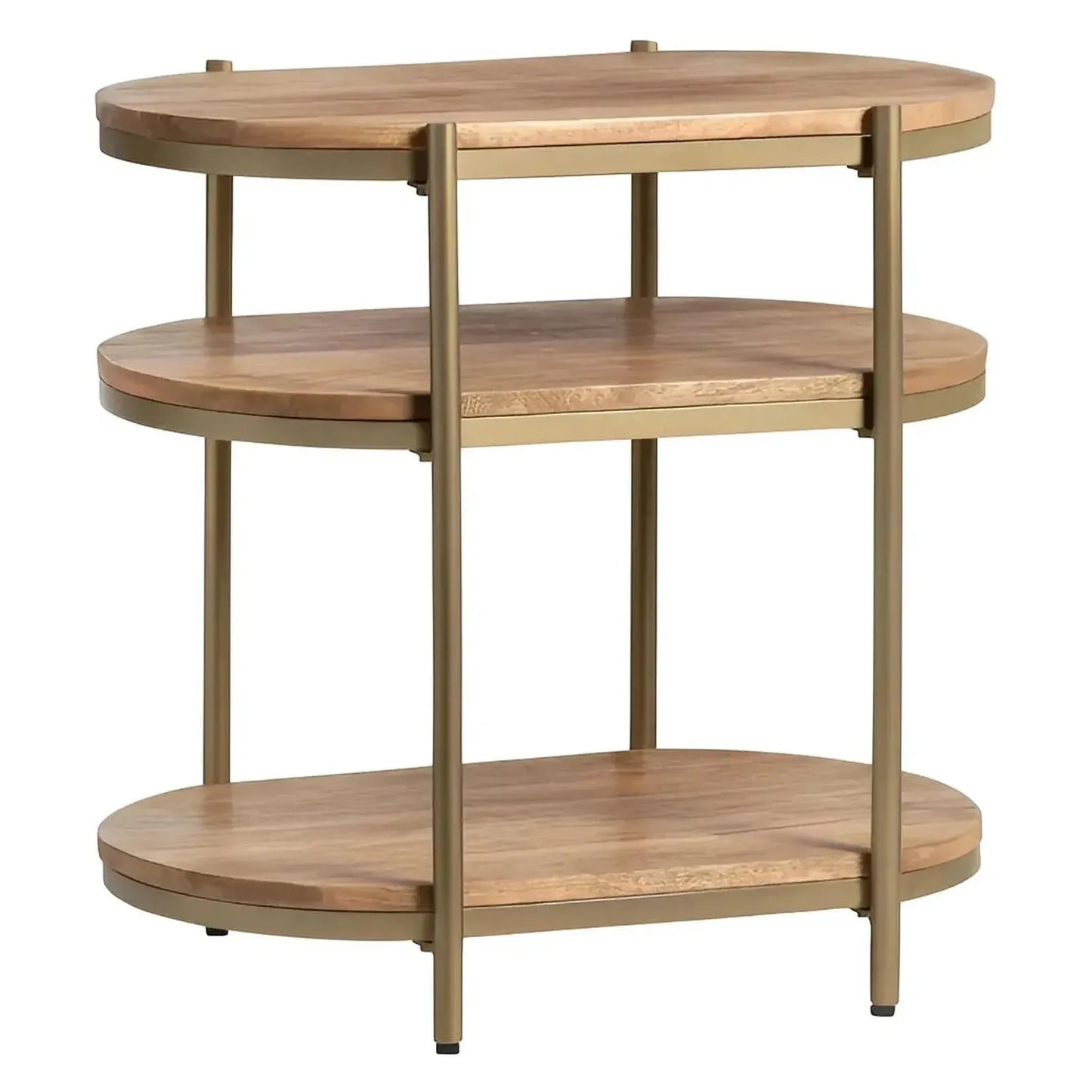 Redmond End Table (Set of 2) - Round - Solid Wood - Metal Frame - Storage