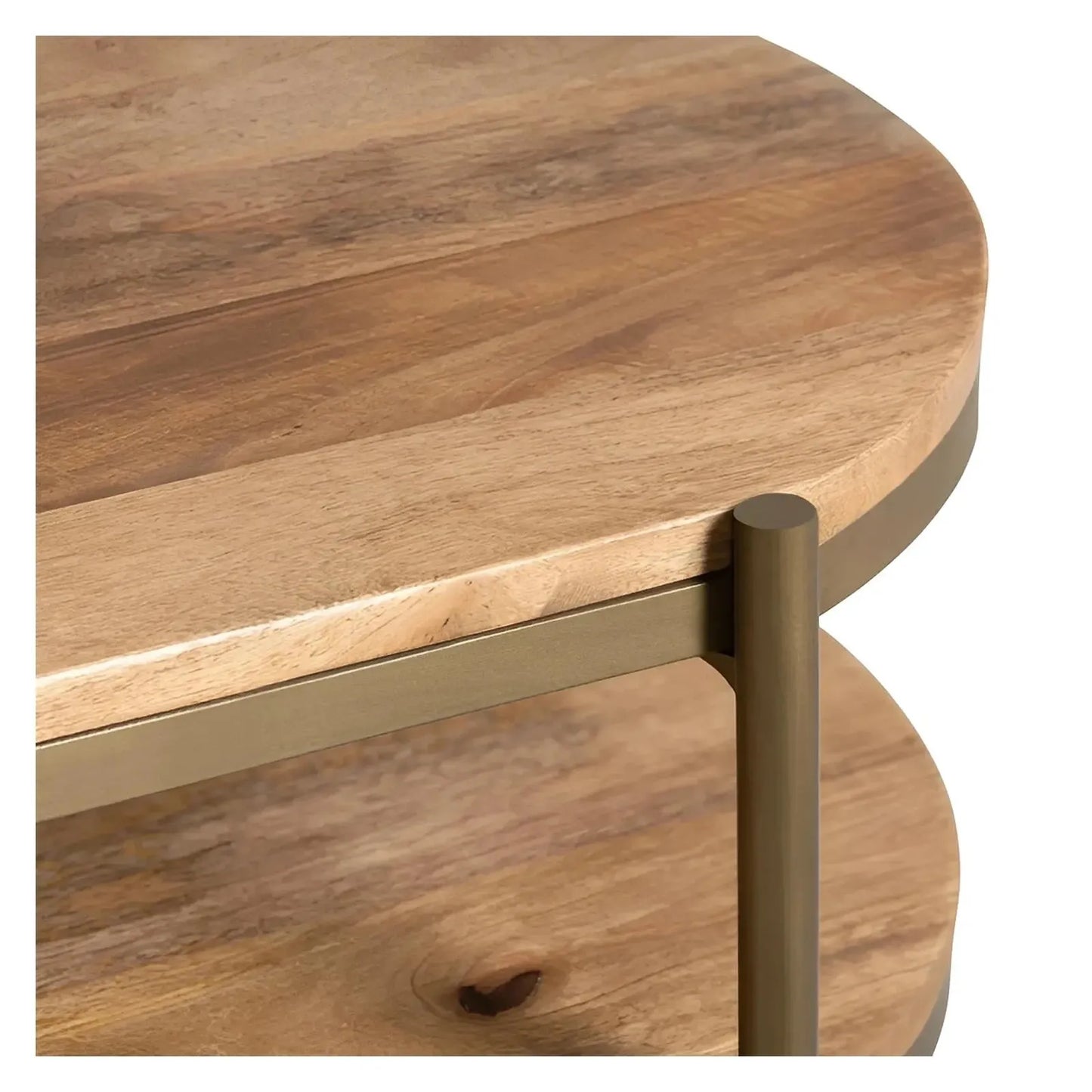 Redmond End Table (Set of 2) - Round - Solid Wood - Metal Frame - Storage