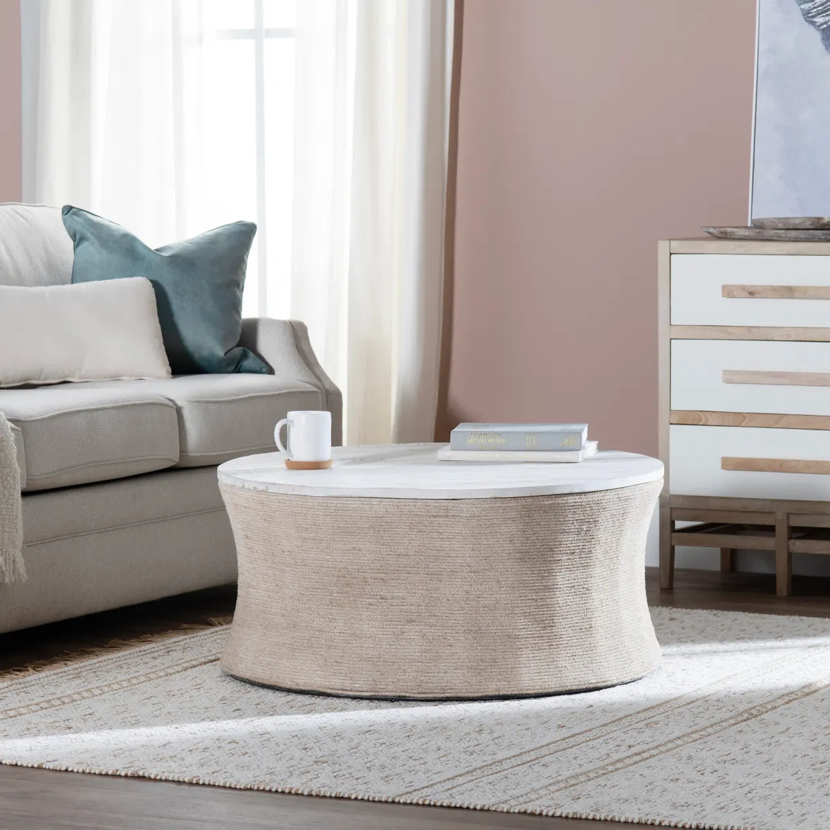 White Sand Rope-Base Cocktail or Coffee Table