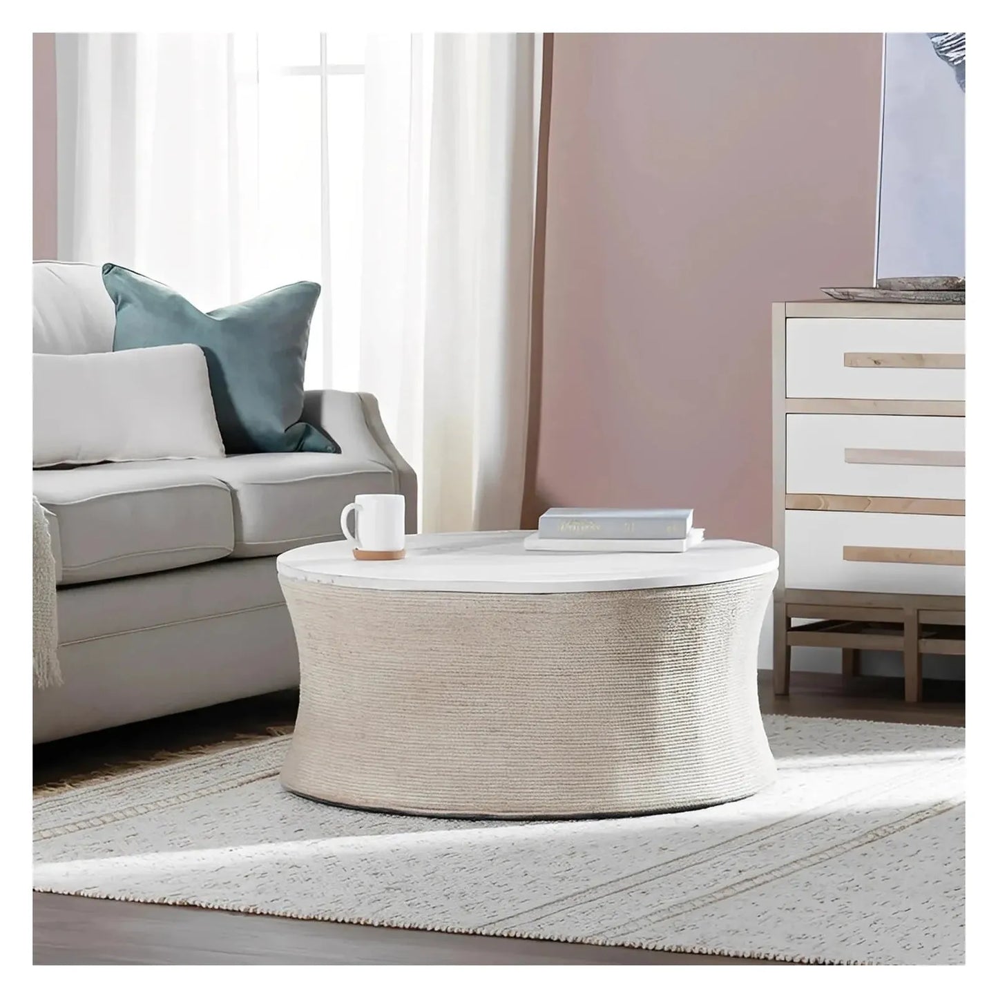 White Sand Rope-Base Cocktail or Coffee Table
