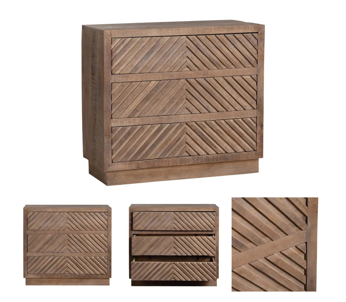 Cold Spring Stained Brown Nightstands (2-Pack), Mango Wood, Rustic, solid wood craftsmanship, distressed wood texture