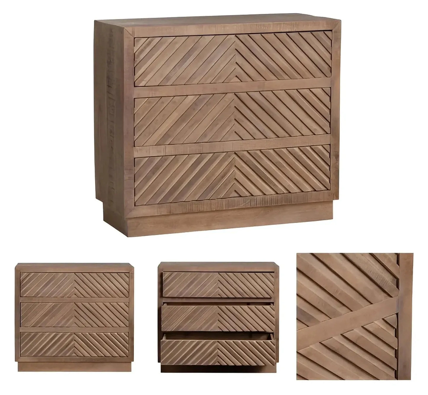 Cold Spring Stained Brown Nightstands (2-Pack), Mango Wood, Rustic, solid wood craftsmanship, distressed wood texture