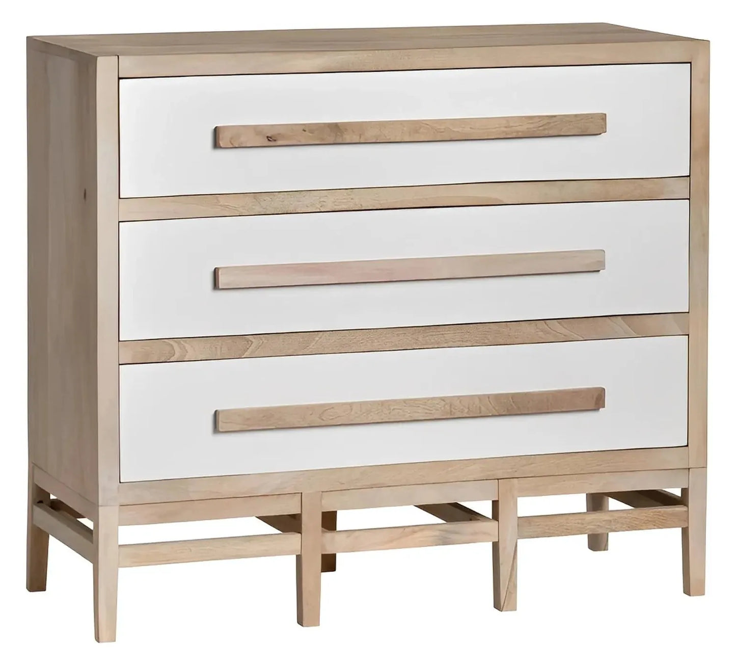 Lenox Stained White Nightstands (2-Pack), Mango Wood, Coastal, Transitional, tapered legs, solid wood craftsmanship
