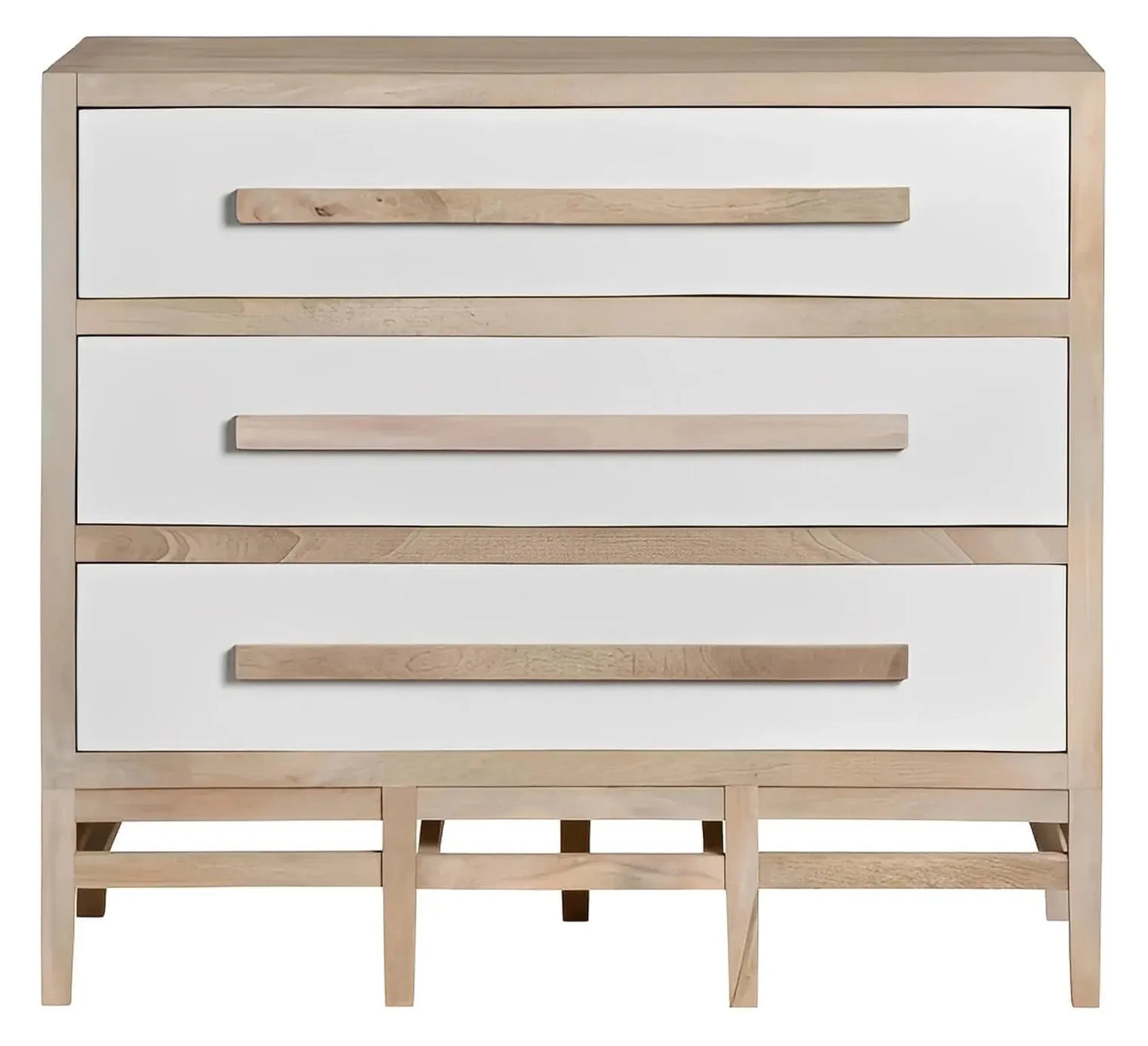 Lenox Stained White Nightstands (2-Pack), Mango Wood, Coastal, Transitional, tapered legs, solid wood craftsmanship
