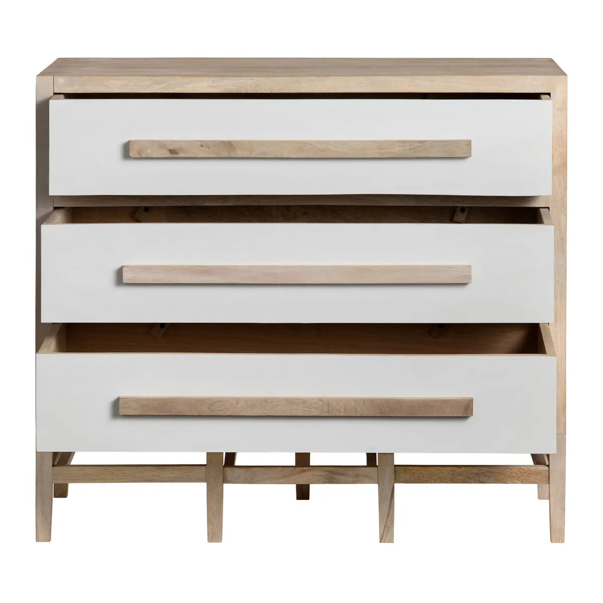 Lenox Stained White Nightstands (2-Pack), Mango Wood, Coastal, Transitional, tapered legs, solid wood craftsmanship