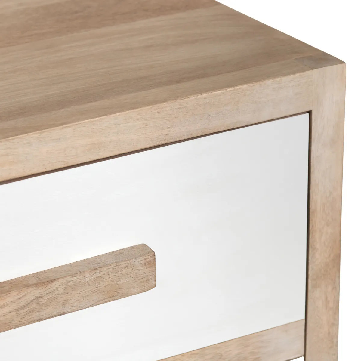 Lenox Stained White Nightstands (2-Pack), Mango Wood, Coastal, Transitional, tapered legs, solid wood craftsmanship