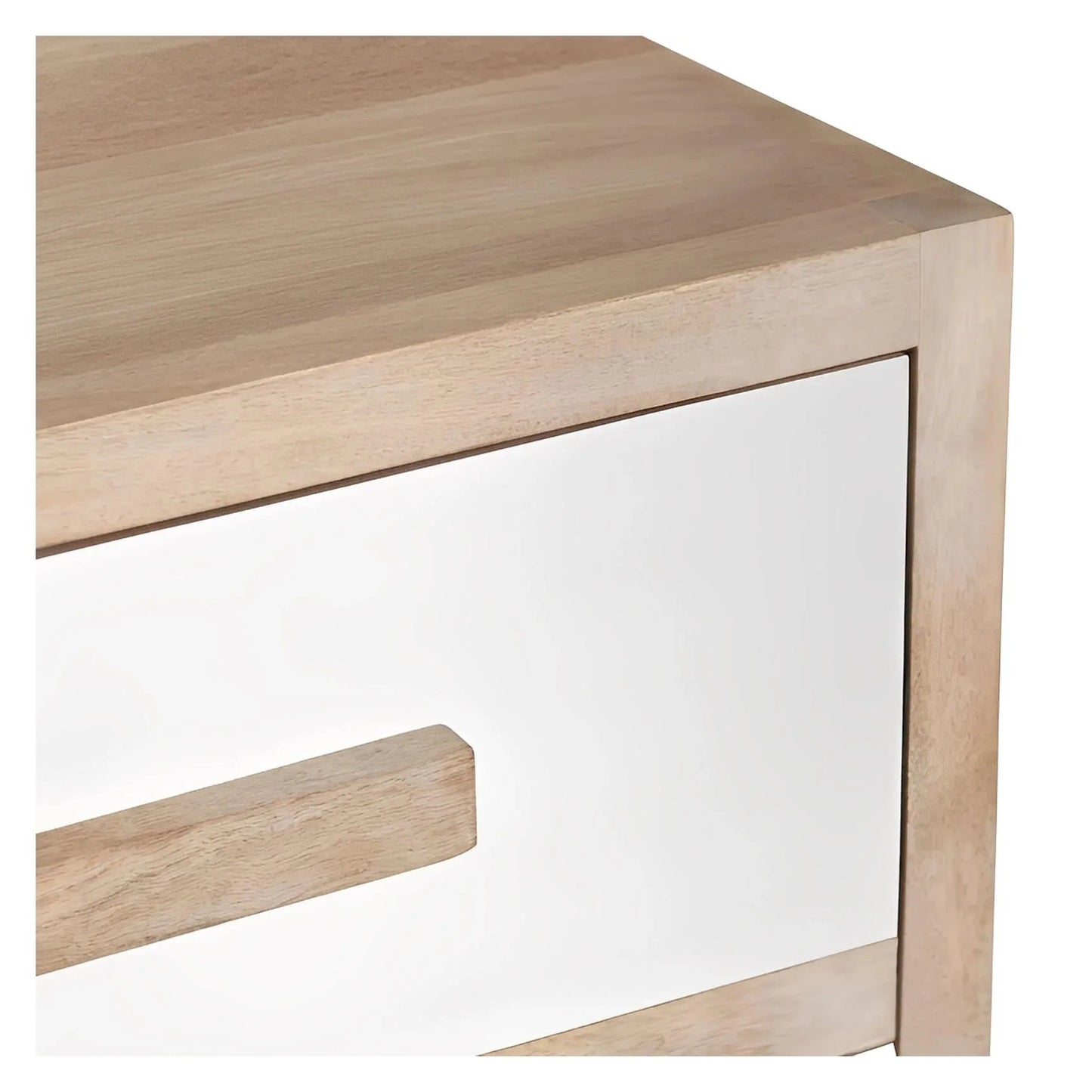 Lenox Stained White Nightstands (2-Pack), Mango Wood, Coastal, Transitional, tapered legs, solid wood craftsmanship