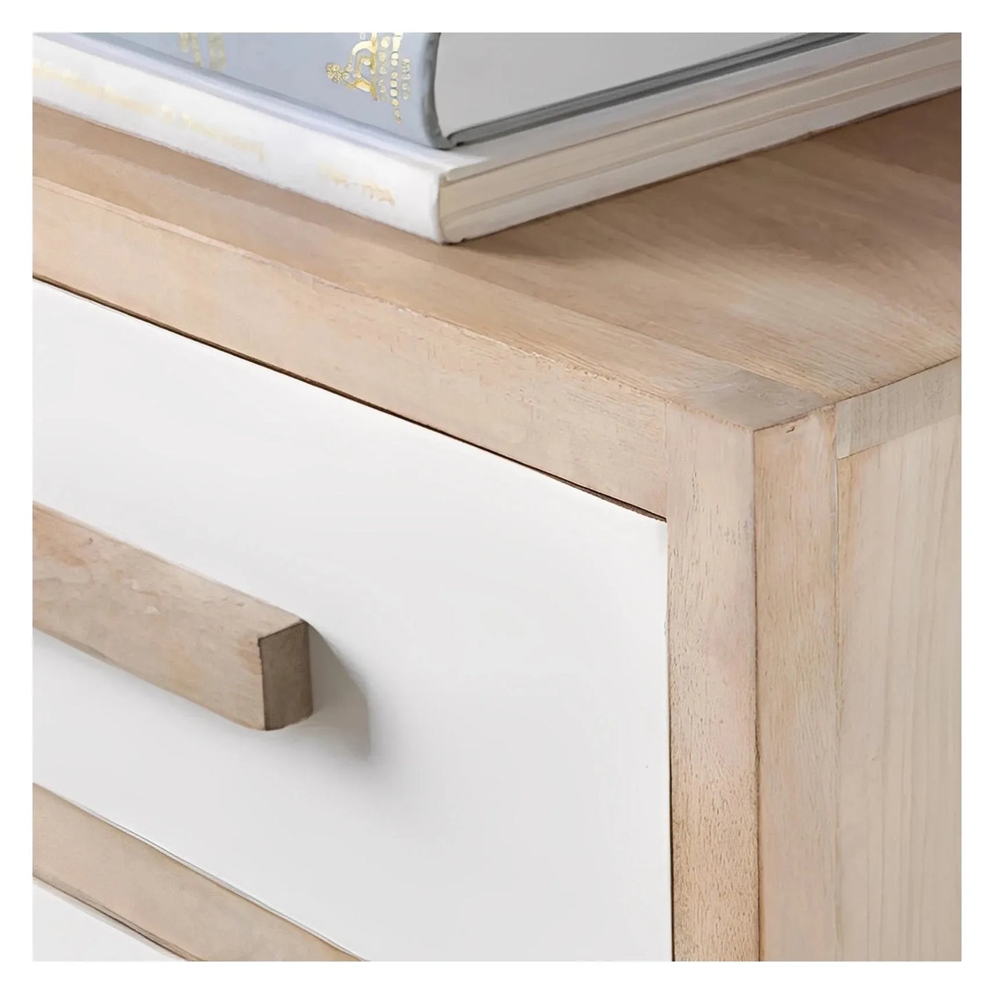 Lenox Stained White Nightstands (2-Pack), Mango Wood, Coastal, Transitional, tapered legs, solid wood craftsmanship