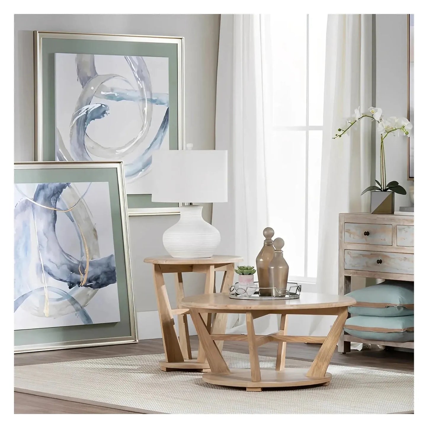 Ellery Geometric Round Cocktail or Coffee Table