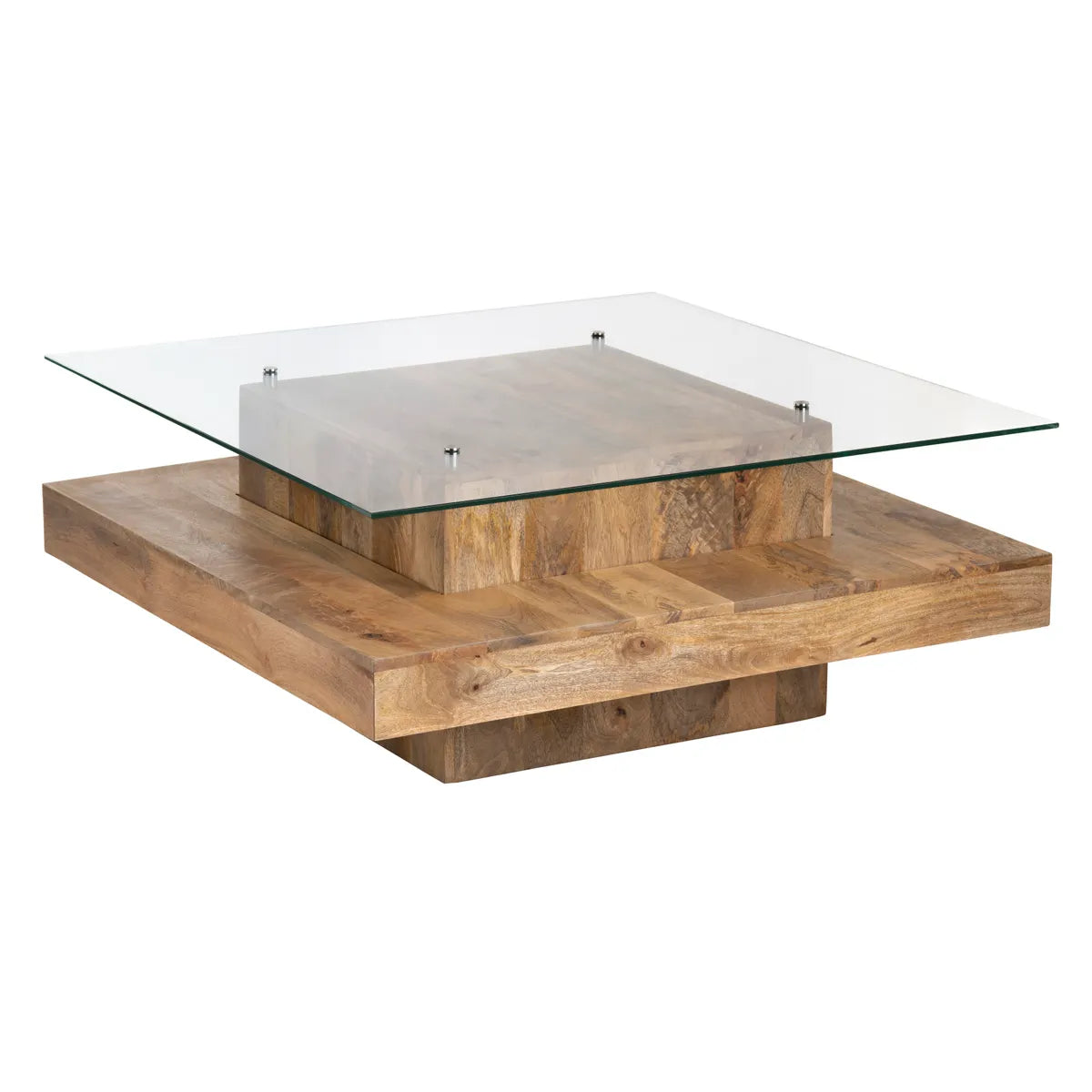 Halifax Tiered Glass & Wood Cocktail or Coffee Table