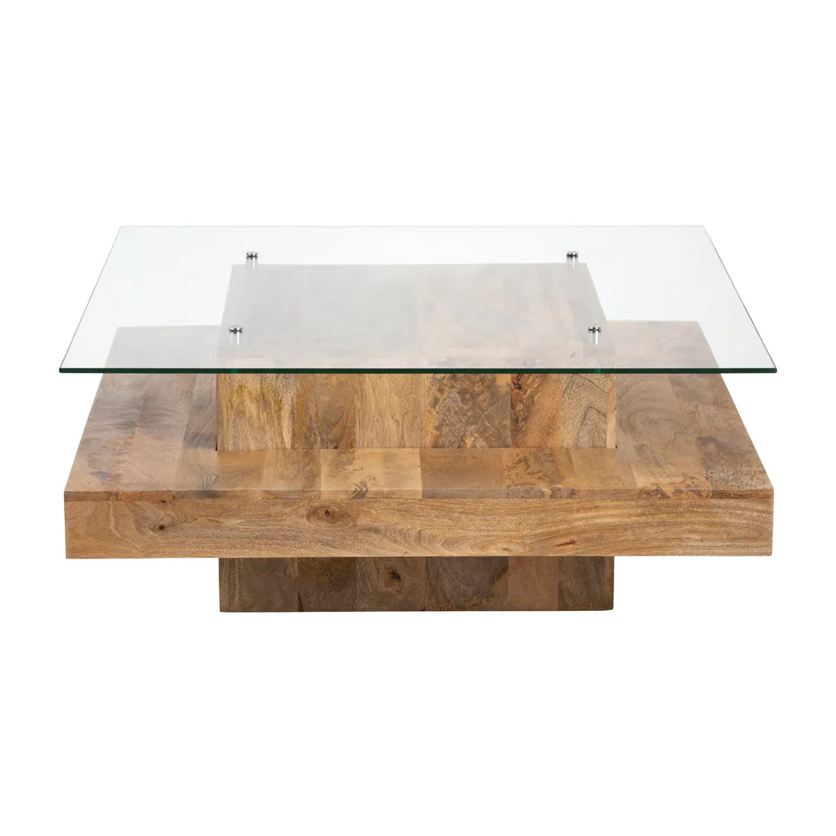 Halifax Tiered Glass & Wood Cocktail or Coffee Table
