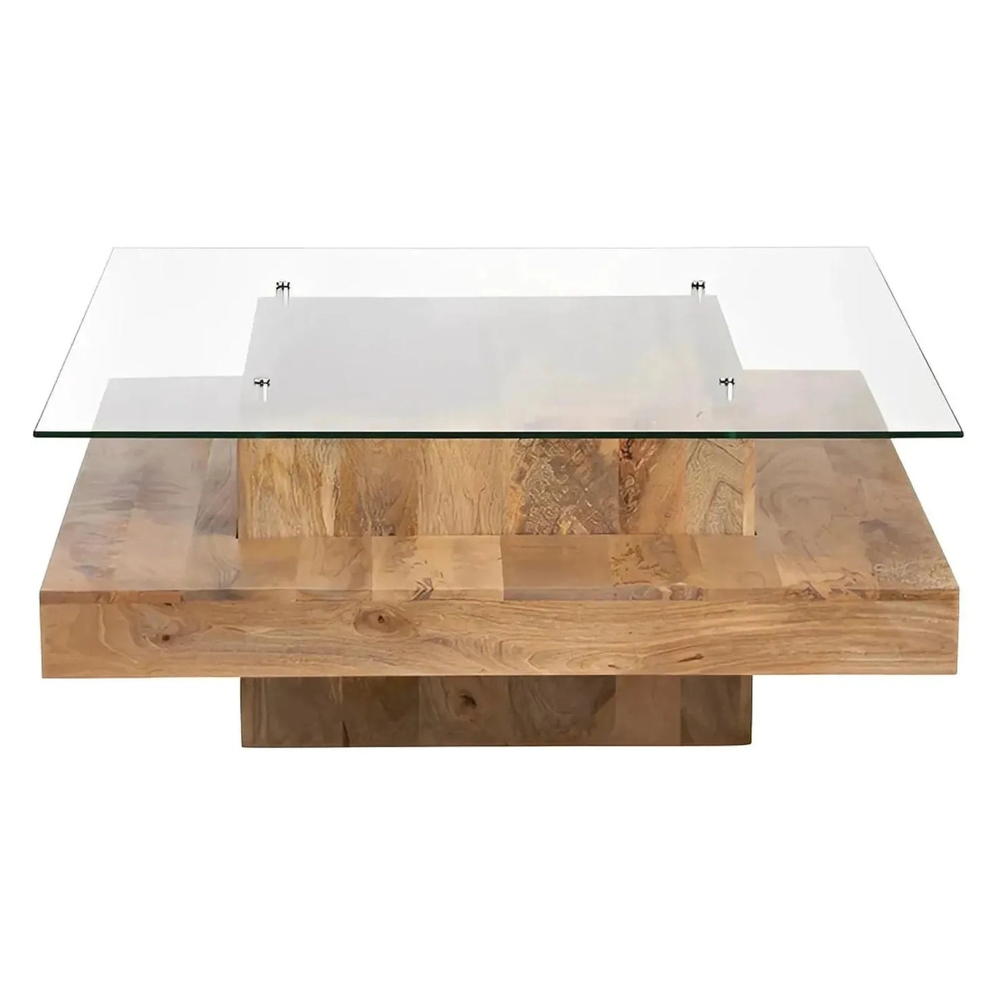 Halifax Tiered Glass & Wood Cocktail or Coffee Table