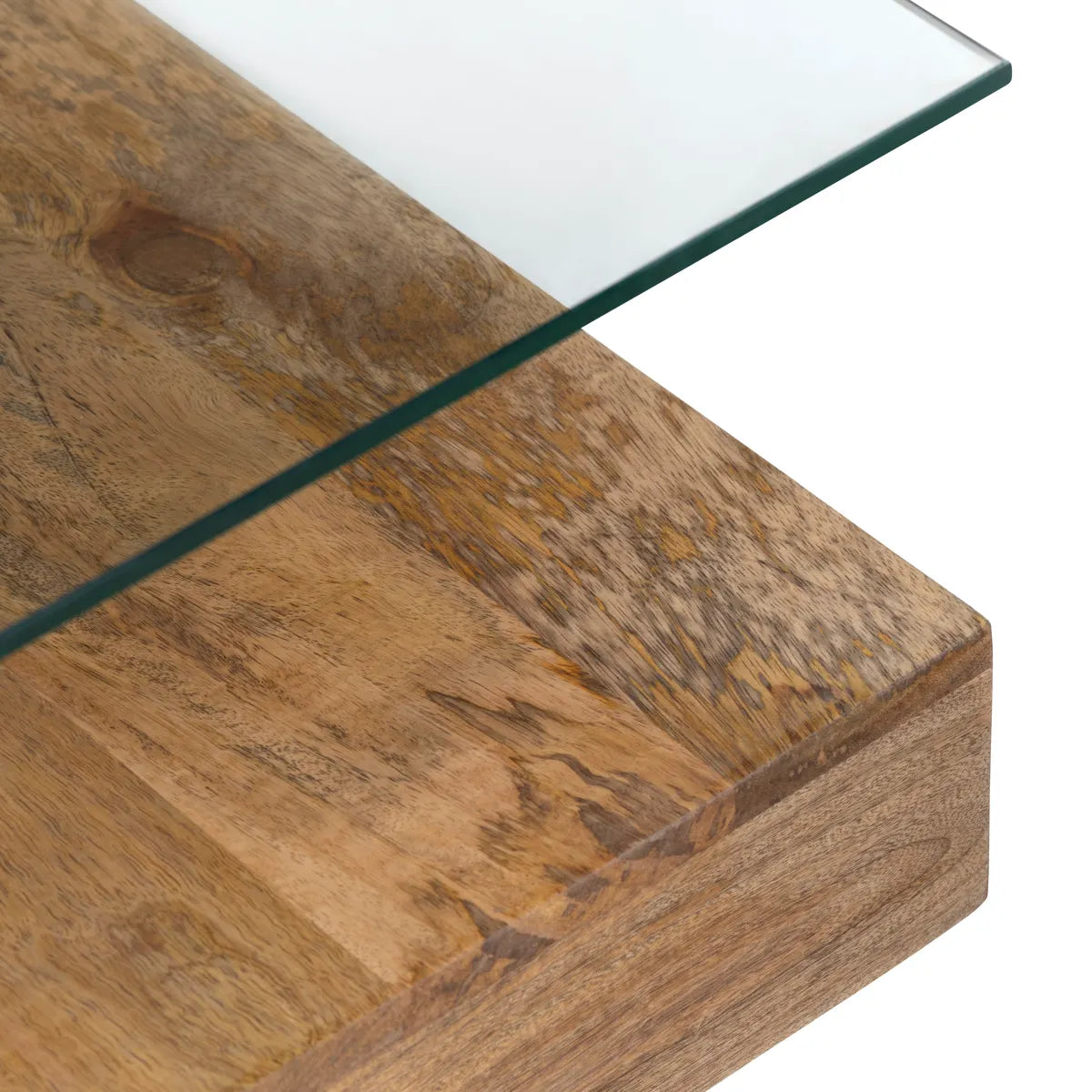 Halifax Tiered Glass & Wood Cocktail or Coffee Table