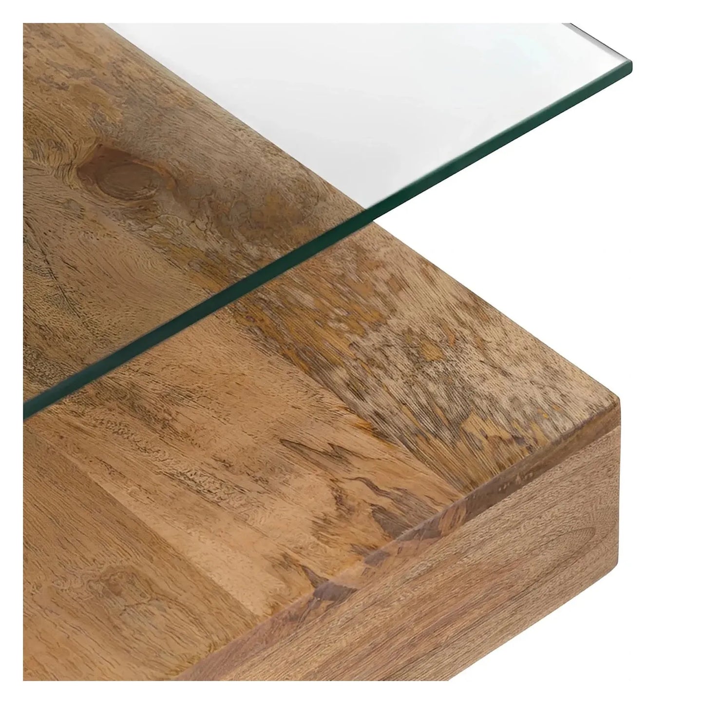 Halifax Tiered Glass & Wood Cocktail or Coffee Table