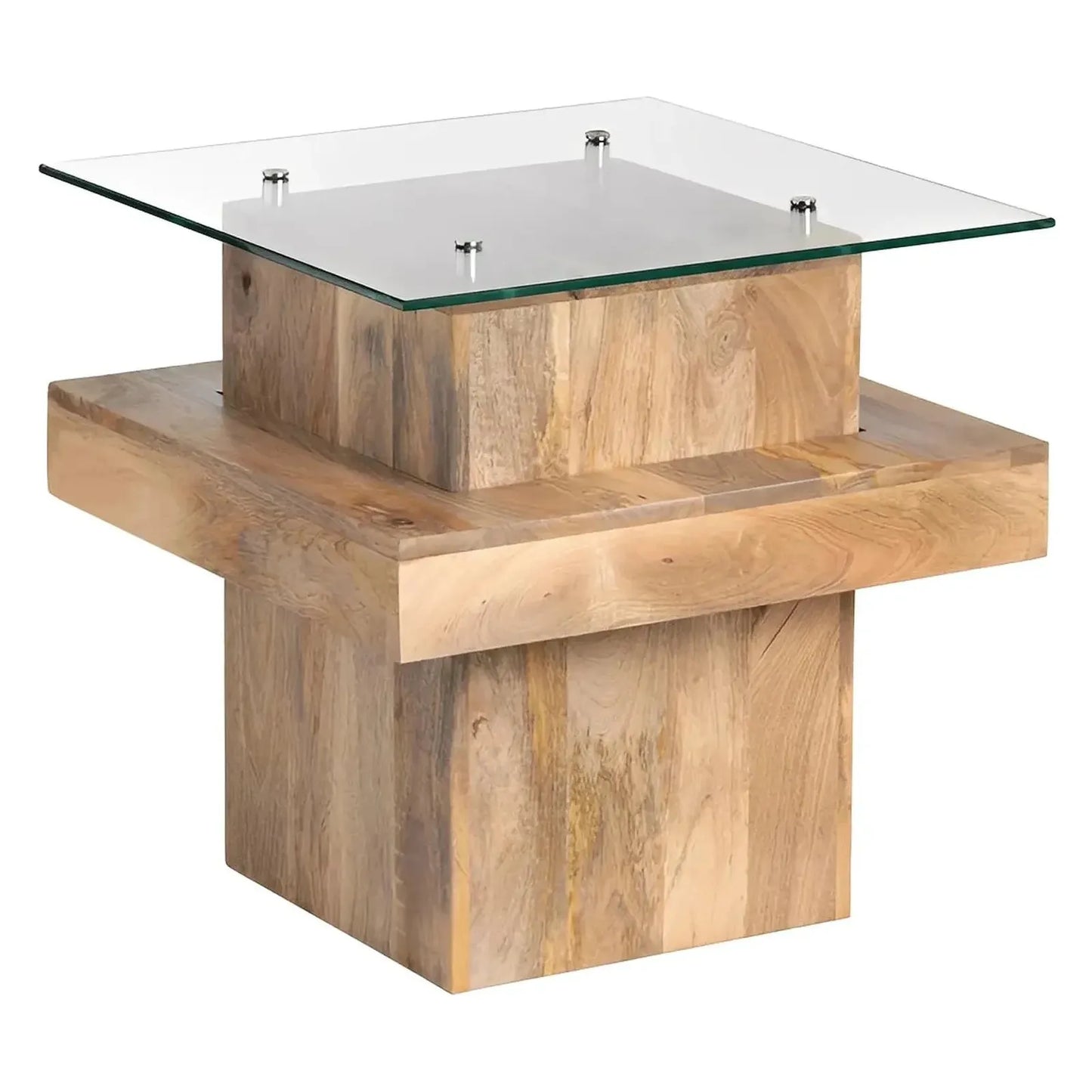 Halifax End Table (Set of 2) - Solid Wood - Glass Top