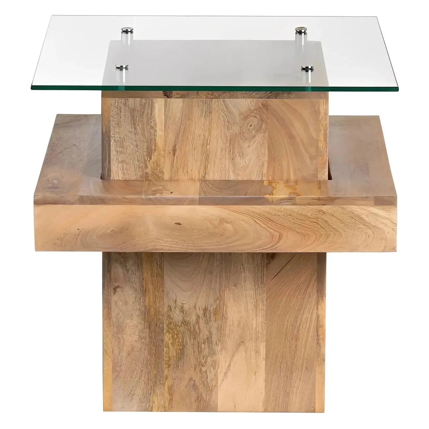 Halifax End Table (Set of 2) - Solid Wood - Glass Top