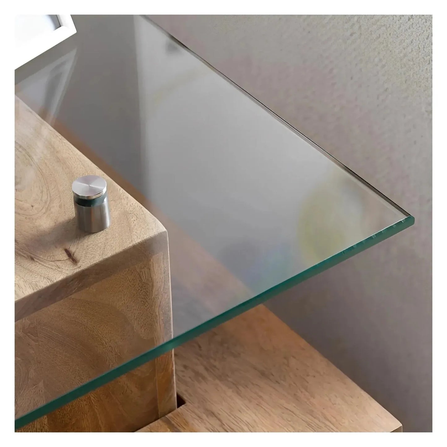 Halifax End Table (Set of 2) - Solid Wood - Glass Top