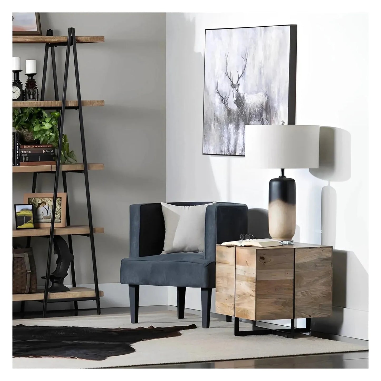 Norwood End Table (Set of 2) - Solid Wood - Metal Frame