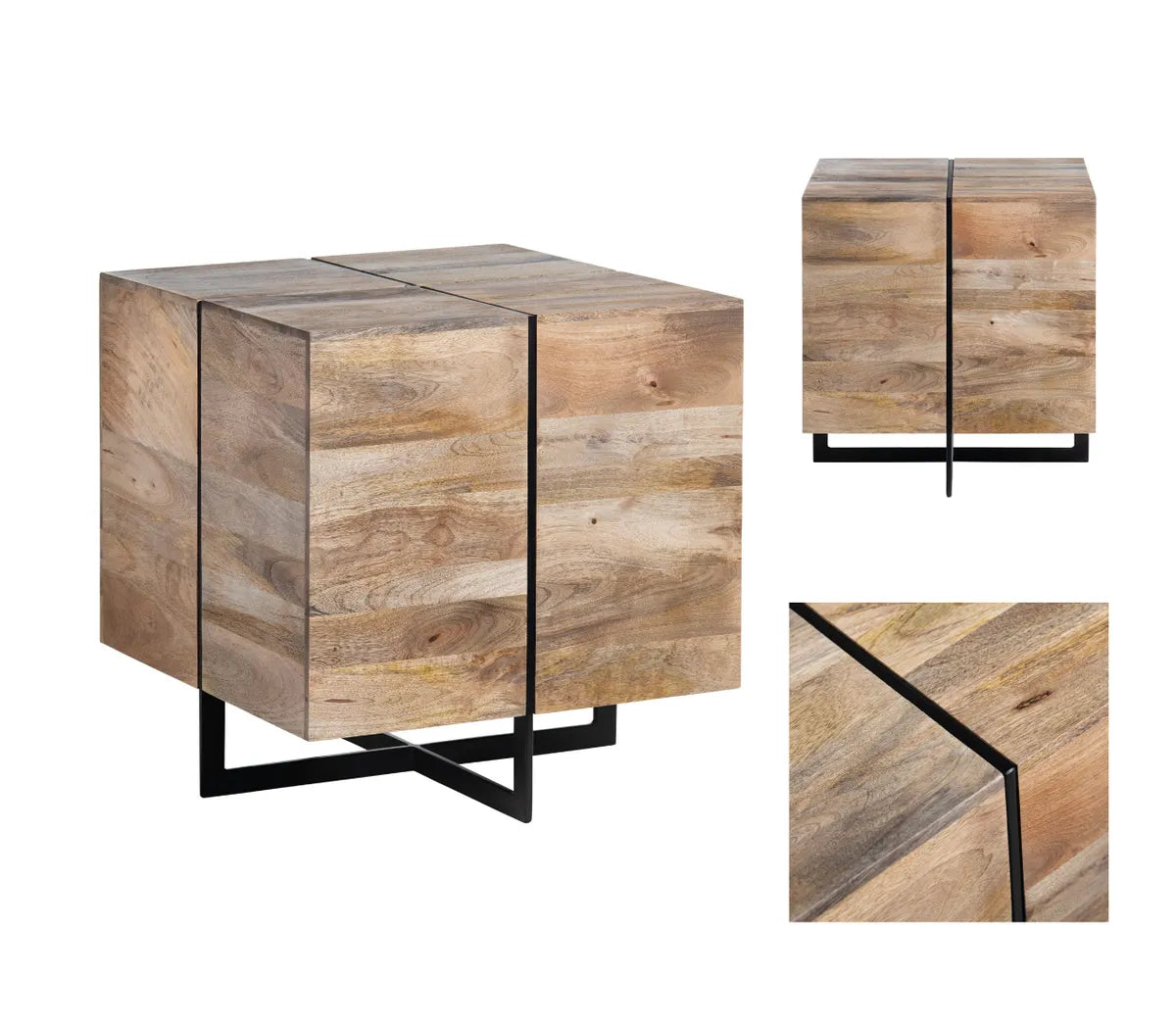 Norwood End Table (Set of 2) - Solid Wood - Metal Frame