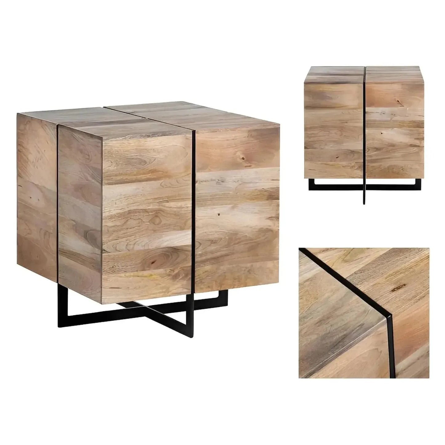 Norwood End Table (Set of 2) - Solid Wood - Metal Frame