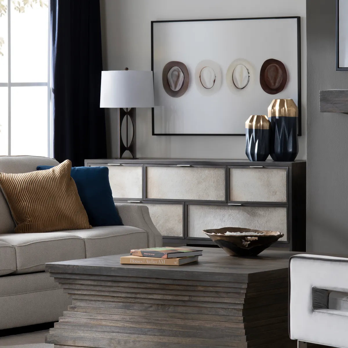 Covington Tiered Square Cocktail or Coffee Table