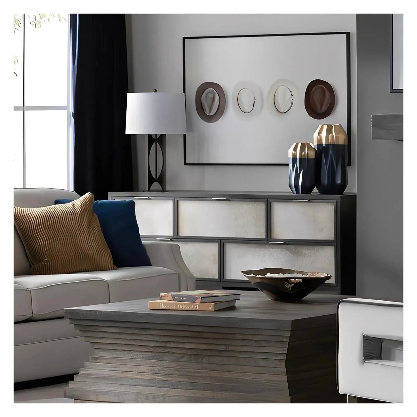 Covington Tiered Square Cocktail or Coffee Table