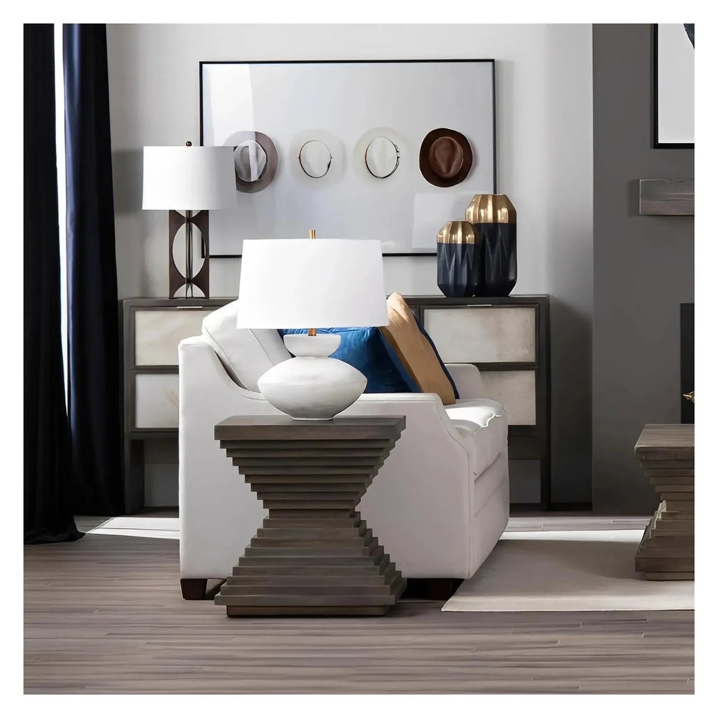 Covington End Table (Set of 2) - Square - Solid Wood - Glass Top