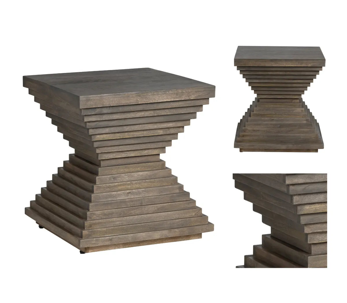 Covington End Table (Set of 2) - Square - Solid Wood - Glass Top