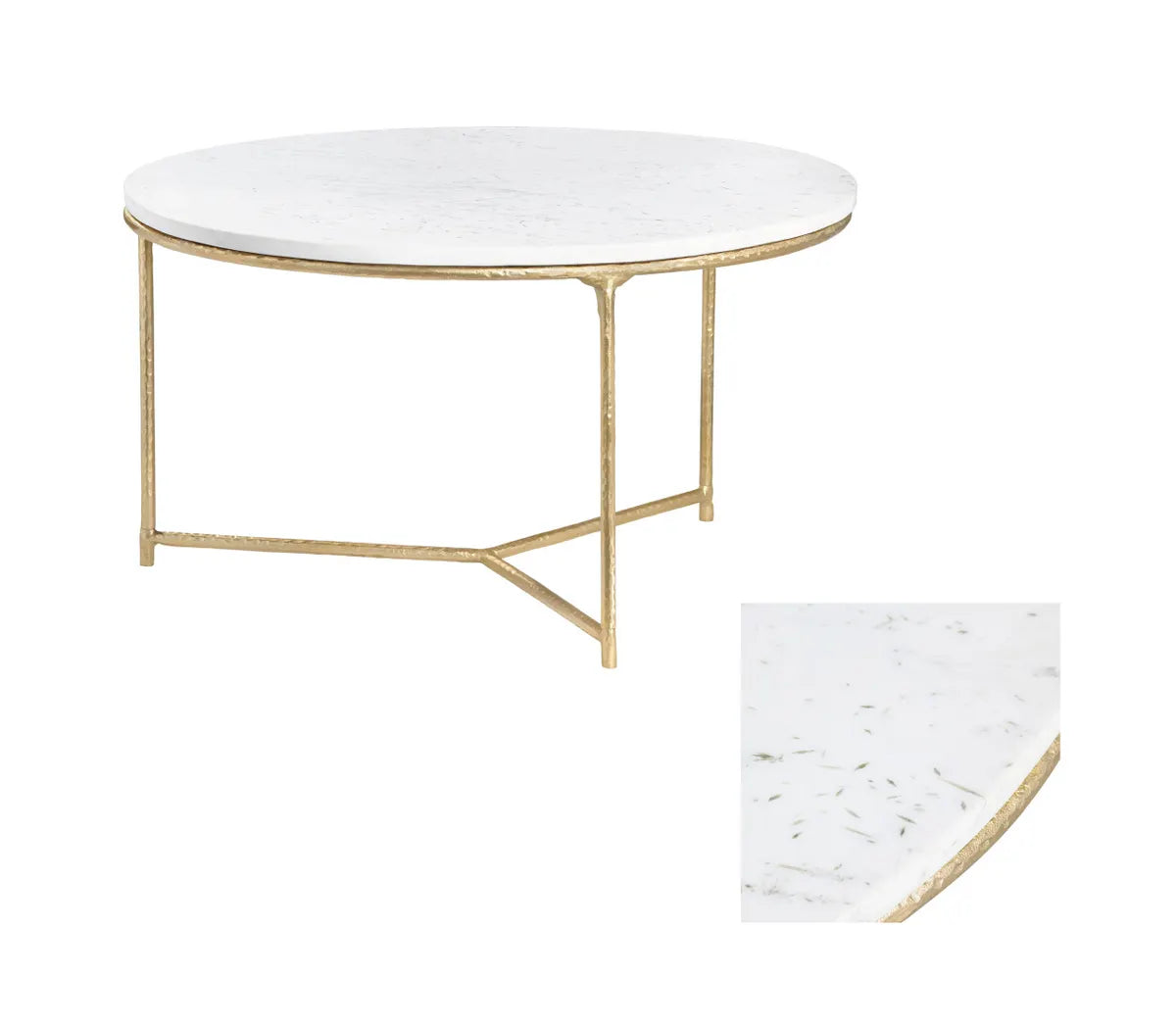 Briarwood Round Marble & Brass Cocktail or Coffee Table