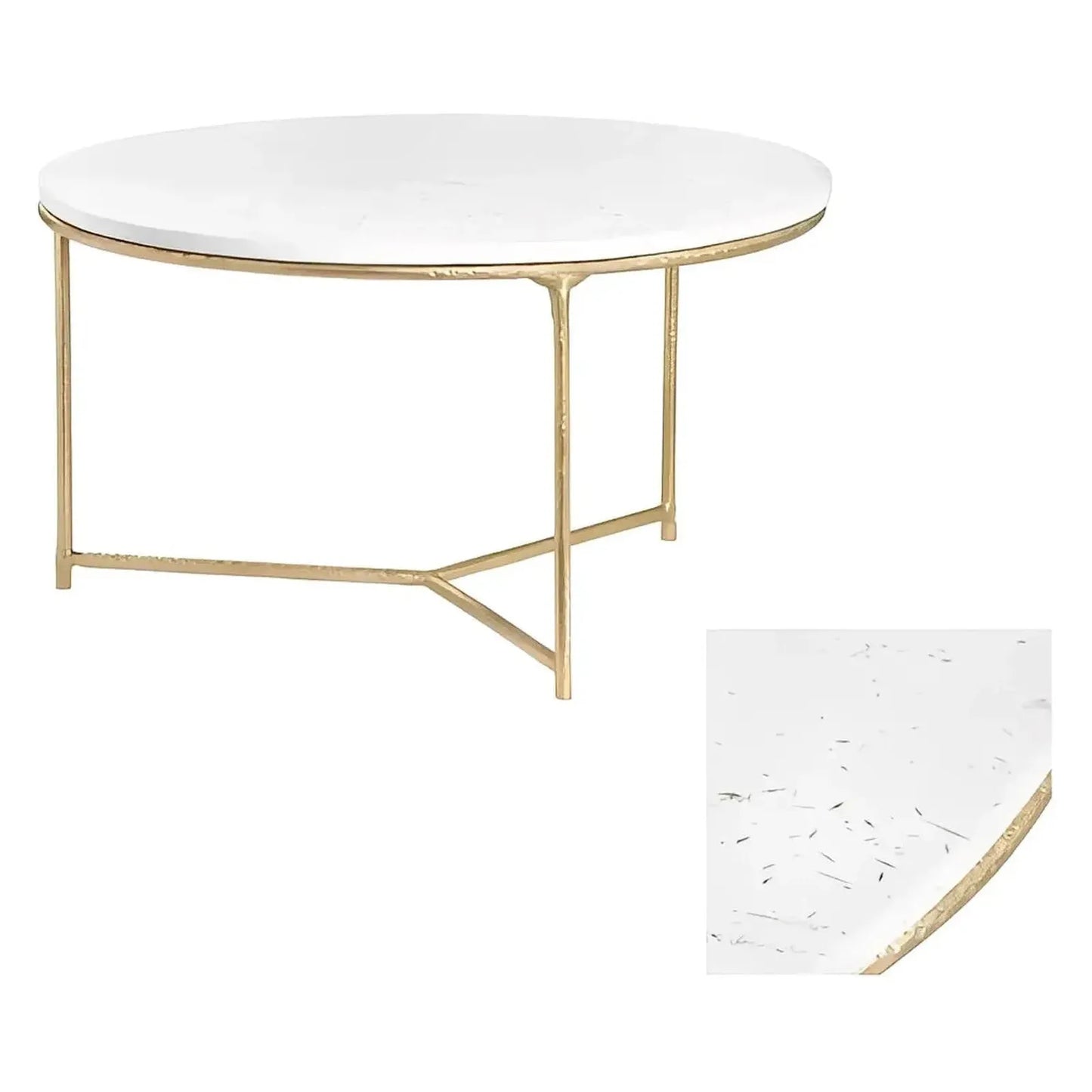 Briarwood Round Marble & Brass Cocktail or Coffee Table