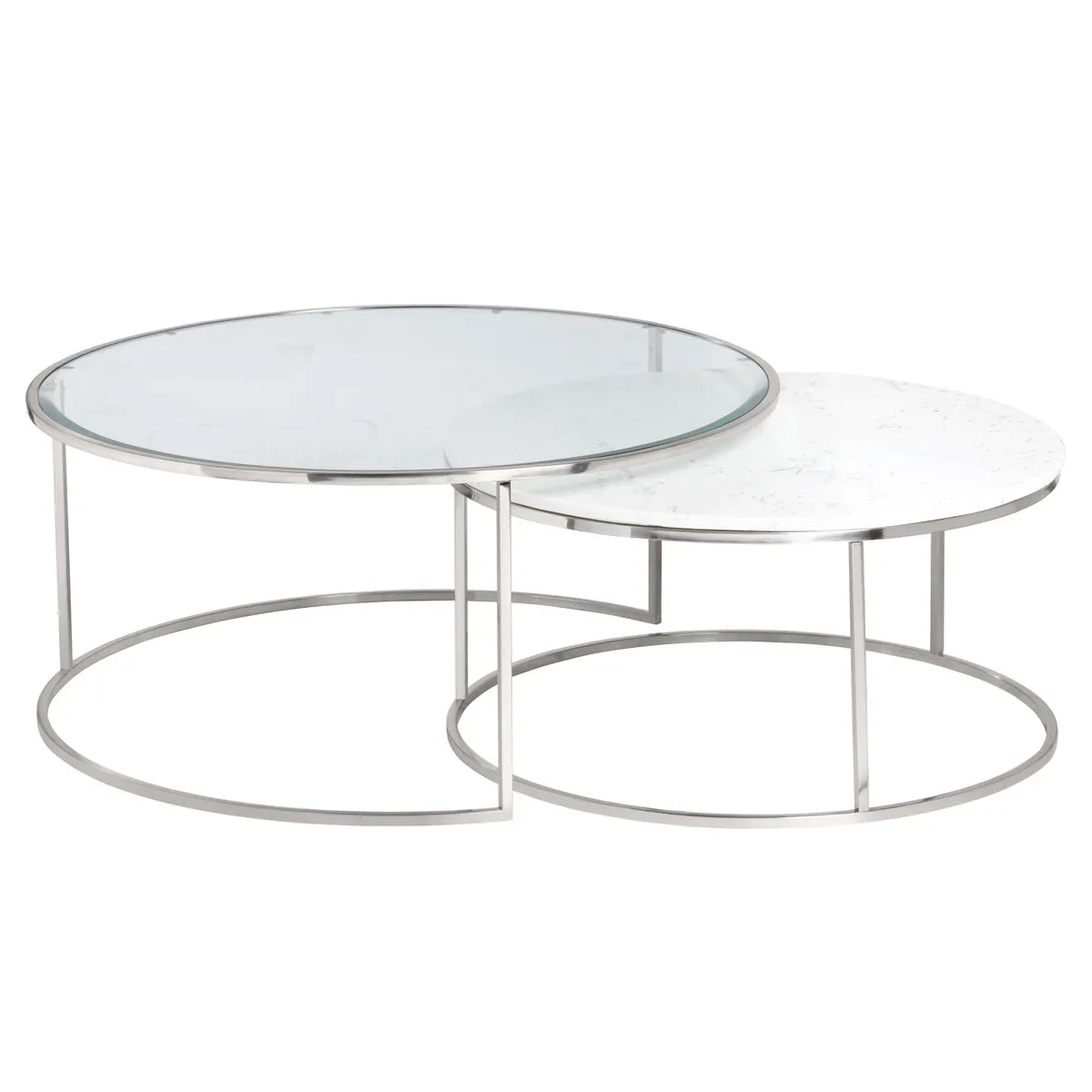 Mayfriar Nesting Glass & Marble Cocktail or Coffee Tables (2-Tables)