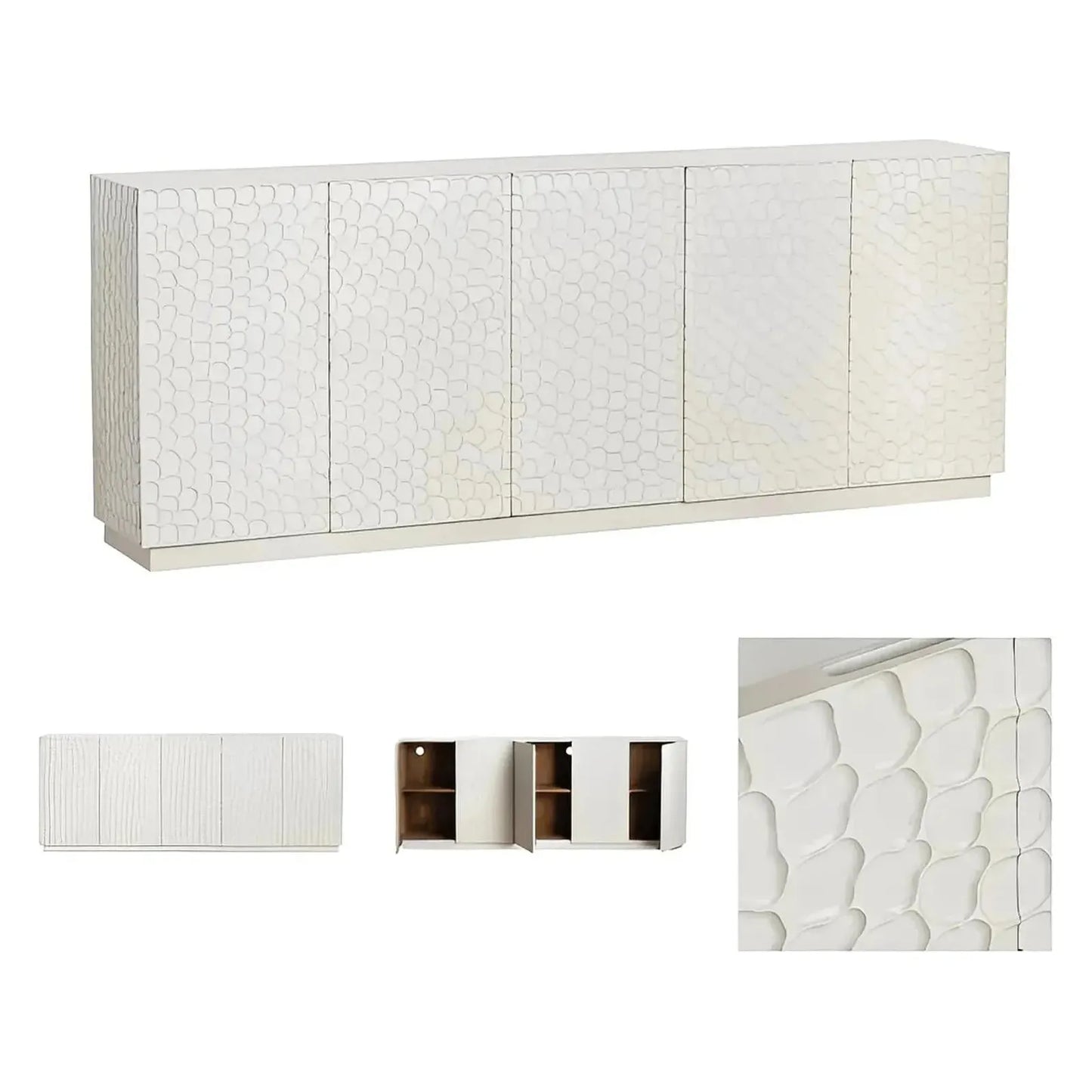 Upton Hollow Five-Door Sideboard - White - Coastal