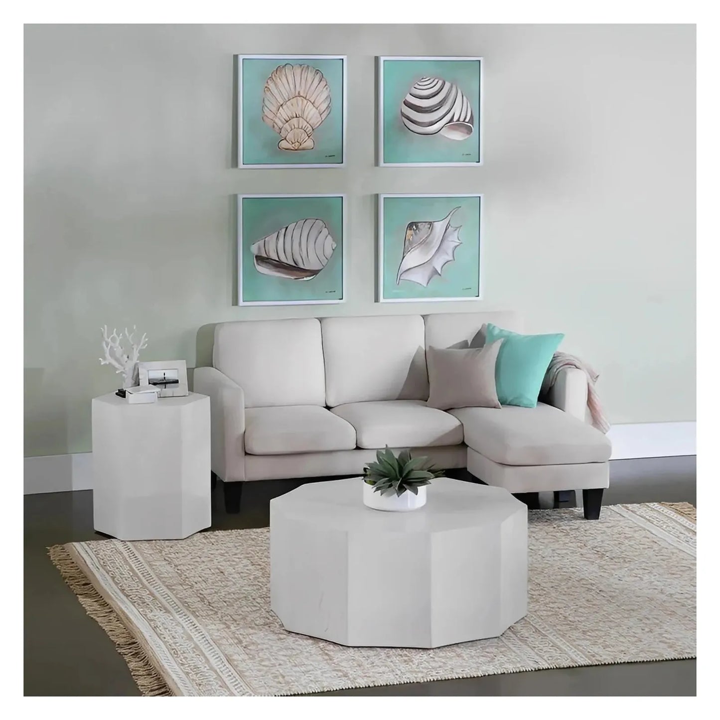 Devon Sculpted Octagon Cocktail or Coffee Table