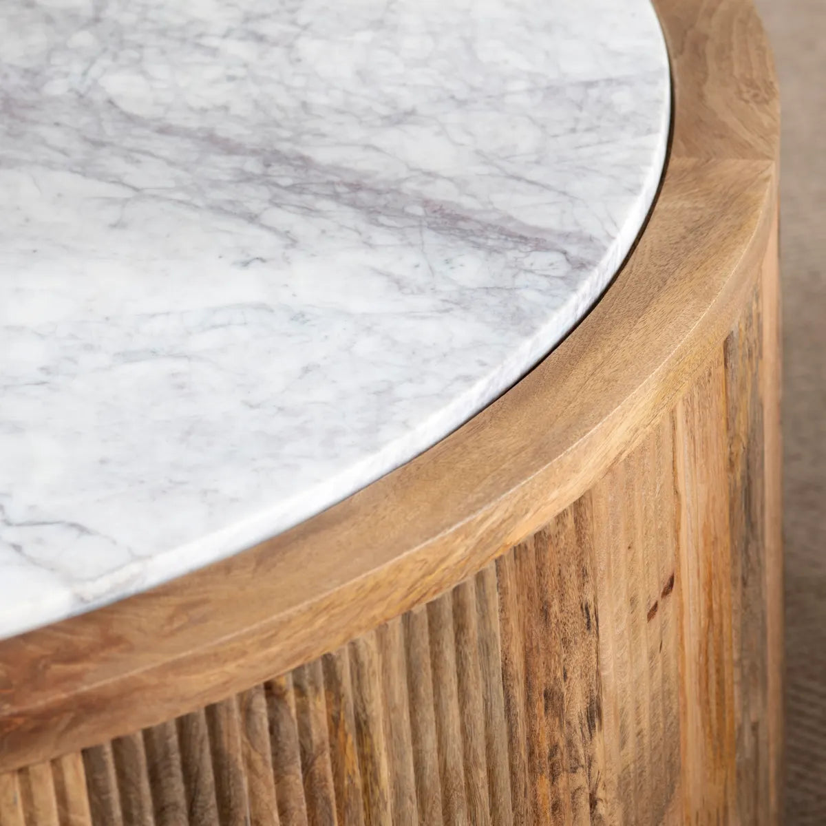 Cranbrook Fluted Marble Round Cocktail or Coffee Table