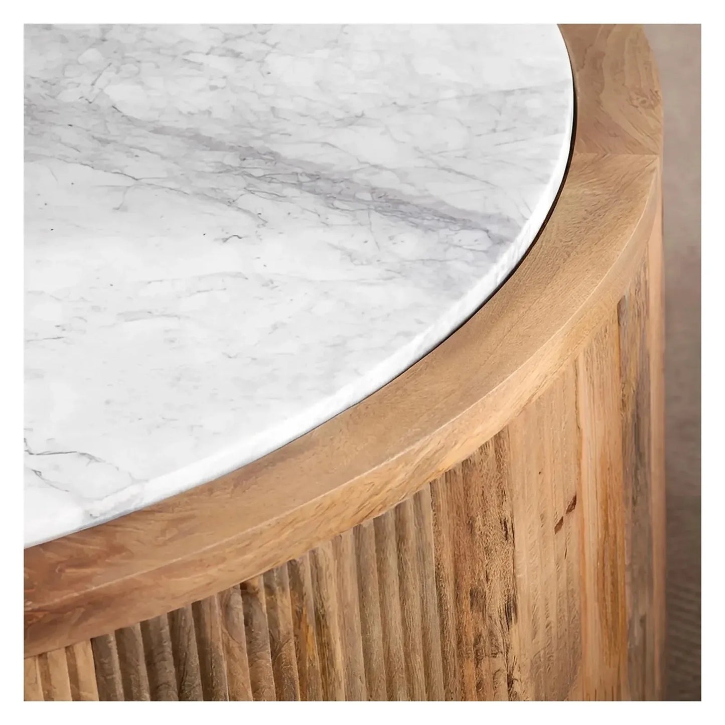 Cranbrook Fluted Marble Round Cocktail or Coffee Table