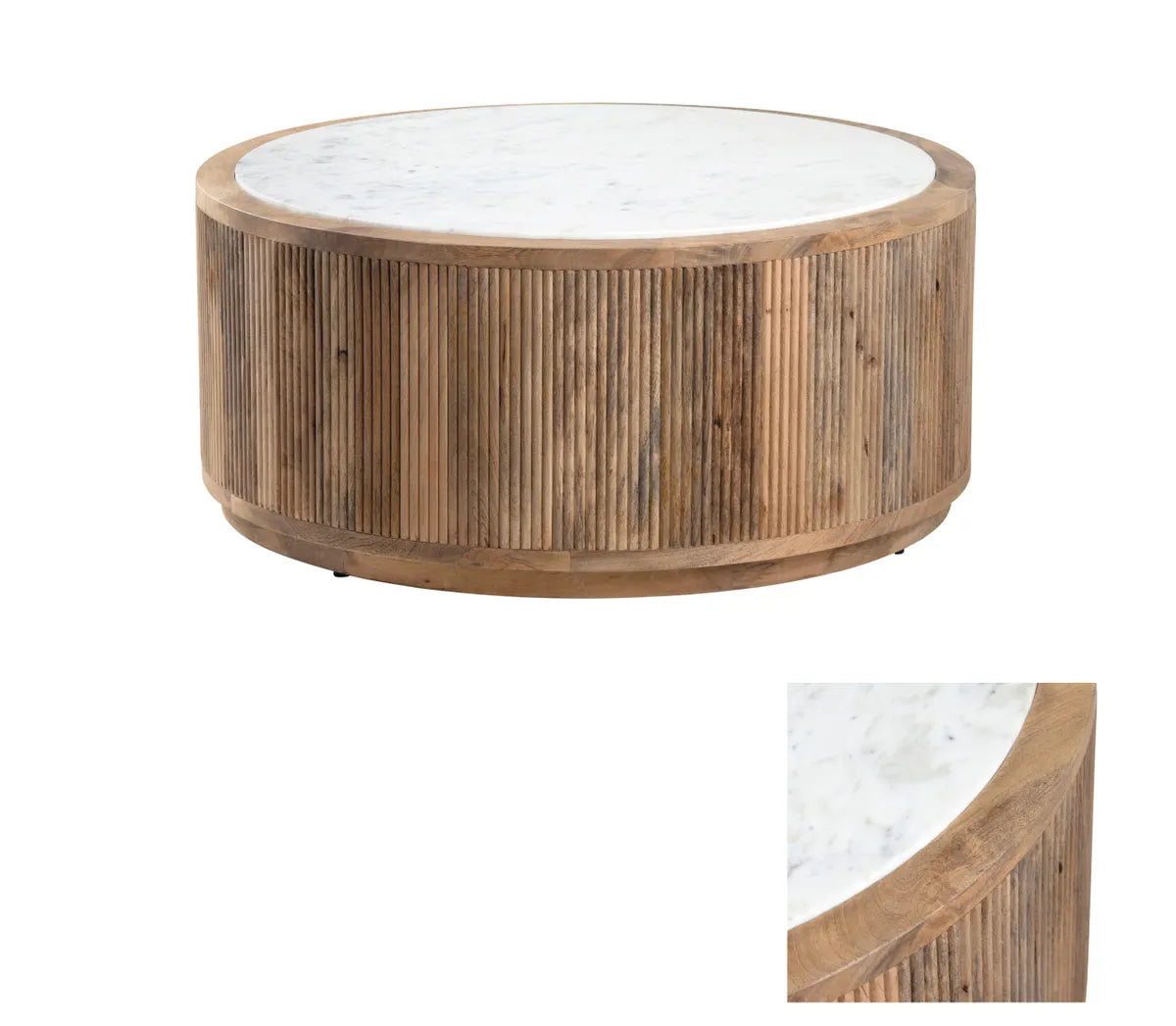 Cranbrook Fluted Marble Round Cocktail or Coffee Table