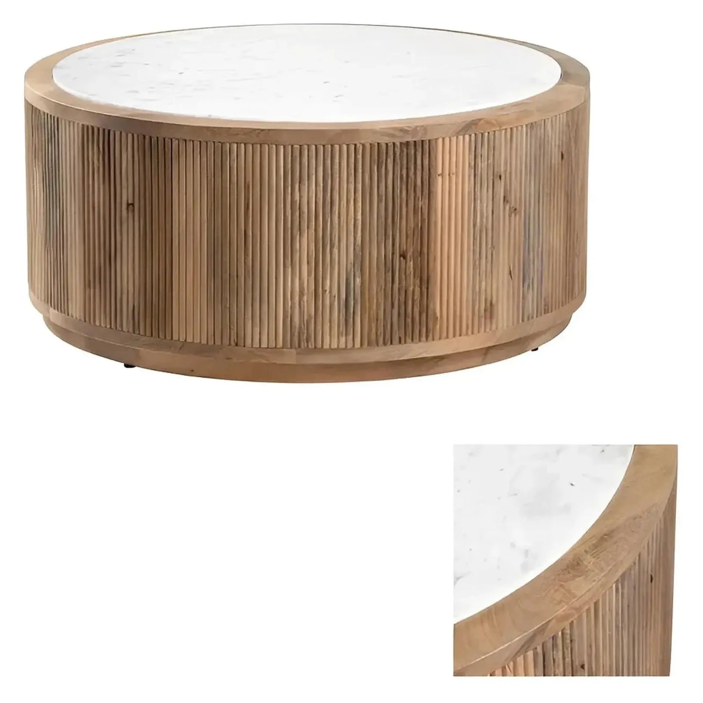 Cranbrook Fluted Marble Round Cocktail or Coffee Table
