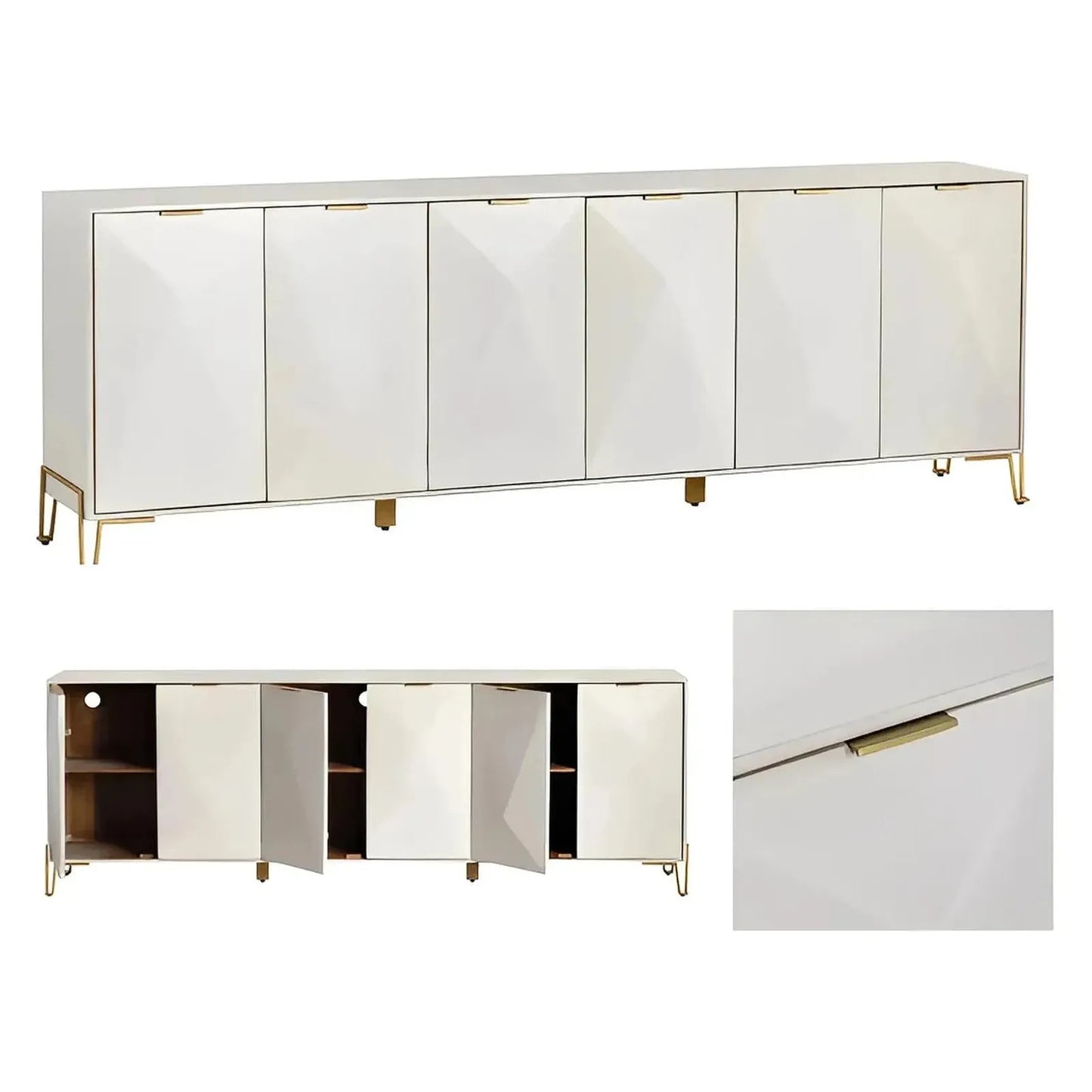 Westerdale Six-Door Sideboard - White - Contemporary, Transitional